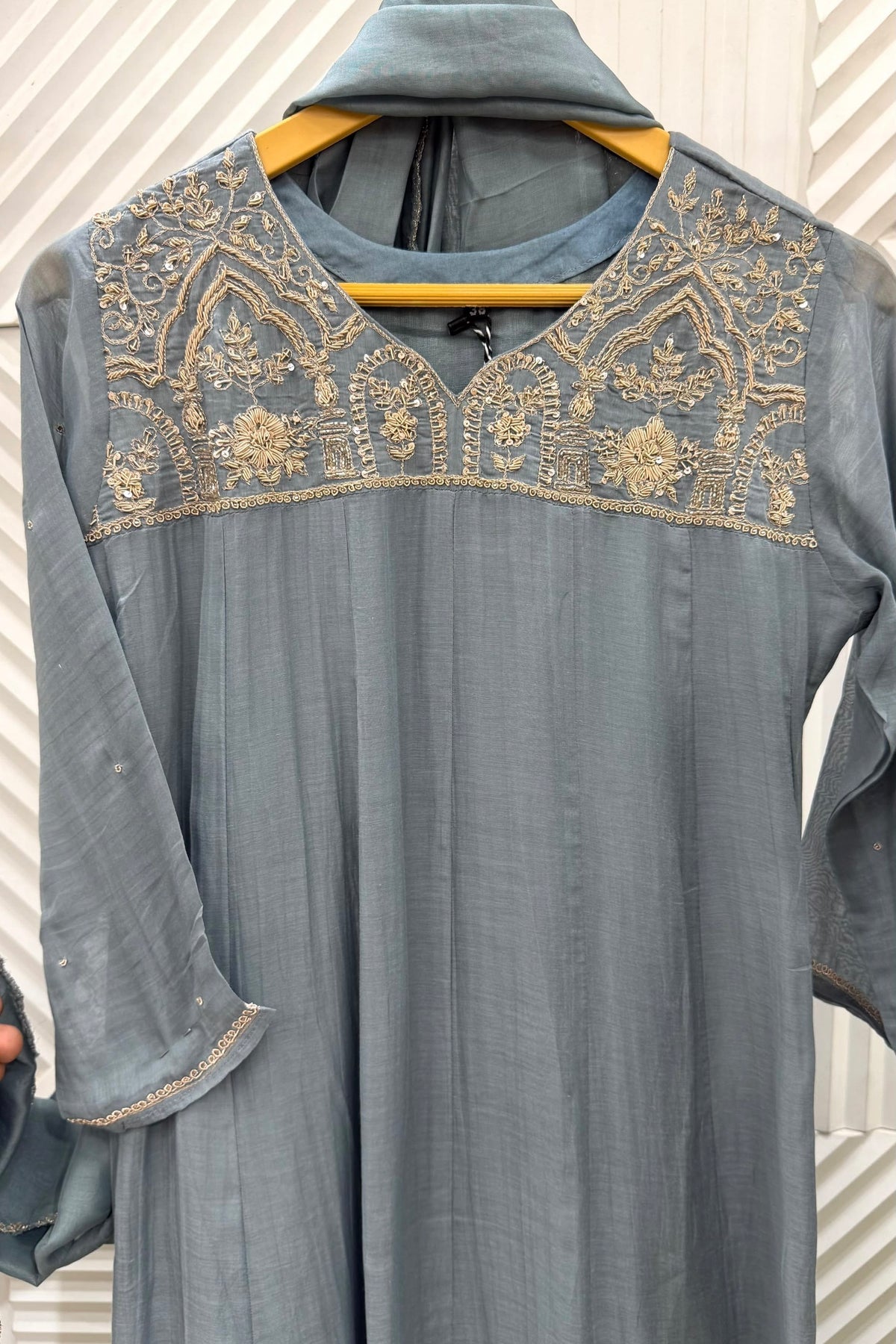 ✨Vritika - Premium Banaras mul chanderi A Line Kurta Set