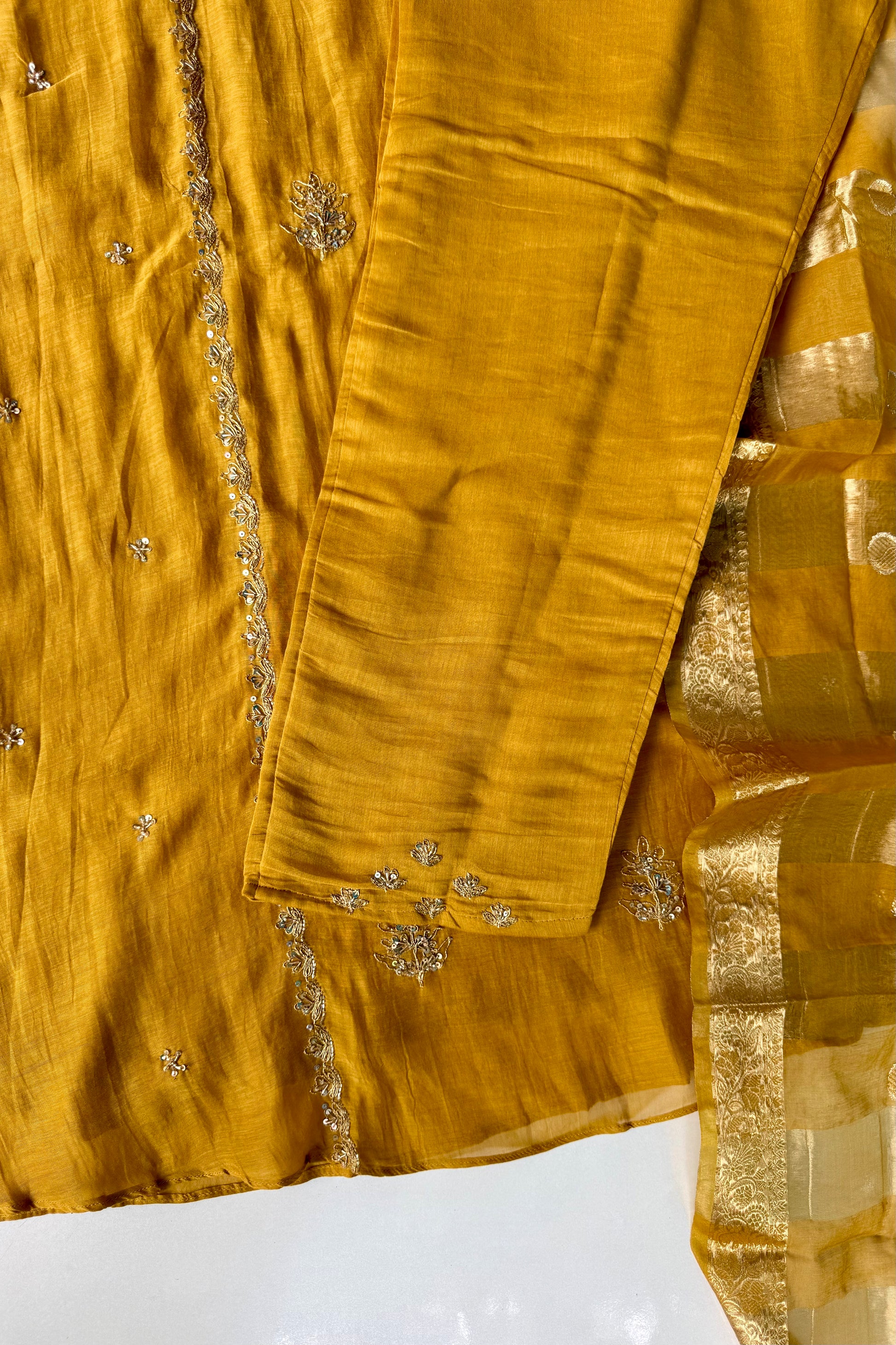 “Ujjwal” Trending yellow Mul Chanderi A Line Kurta set 🛍️