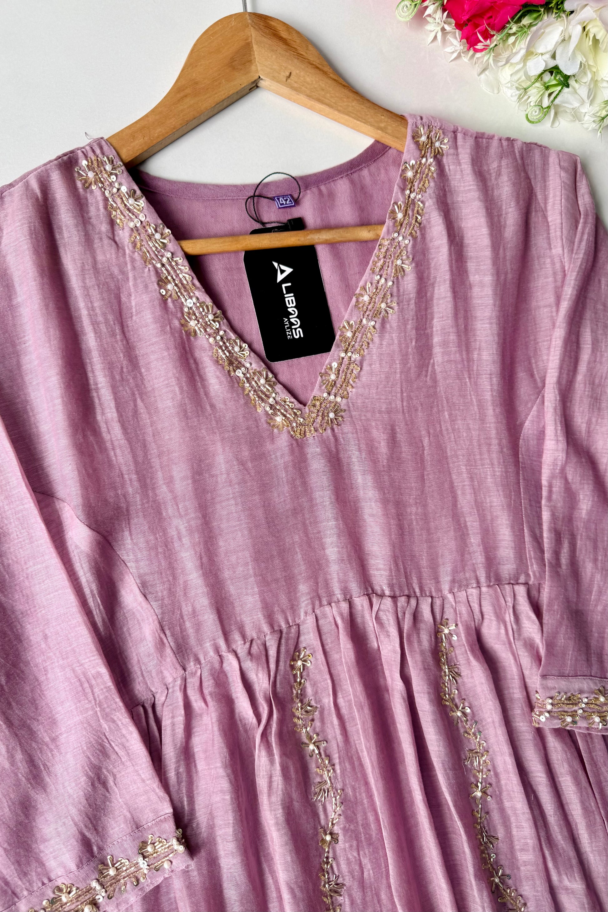 ✨Florence - Mauve Rosewood Mul Chanderi Anarkali Suit set 🛍️