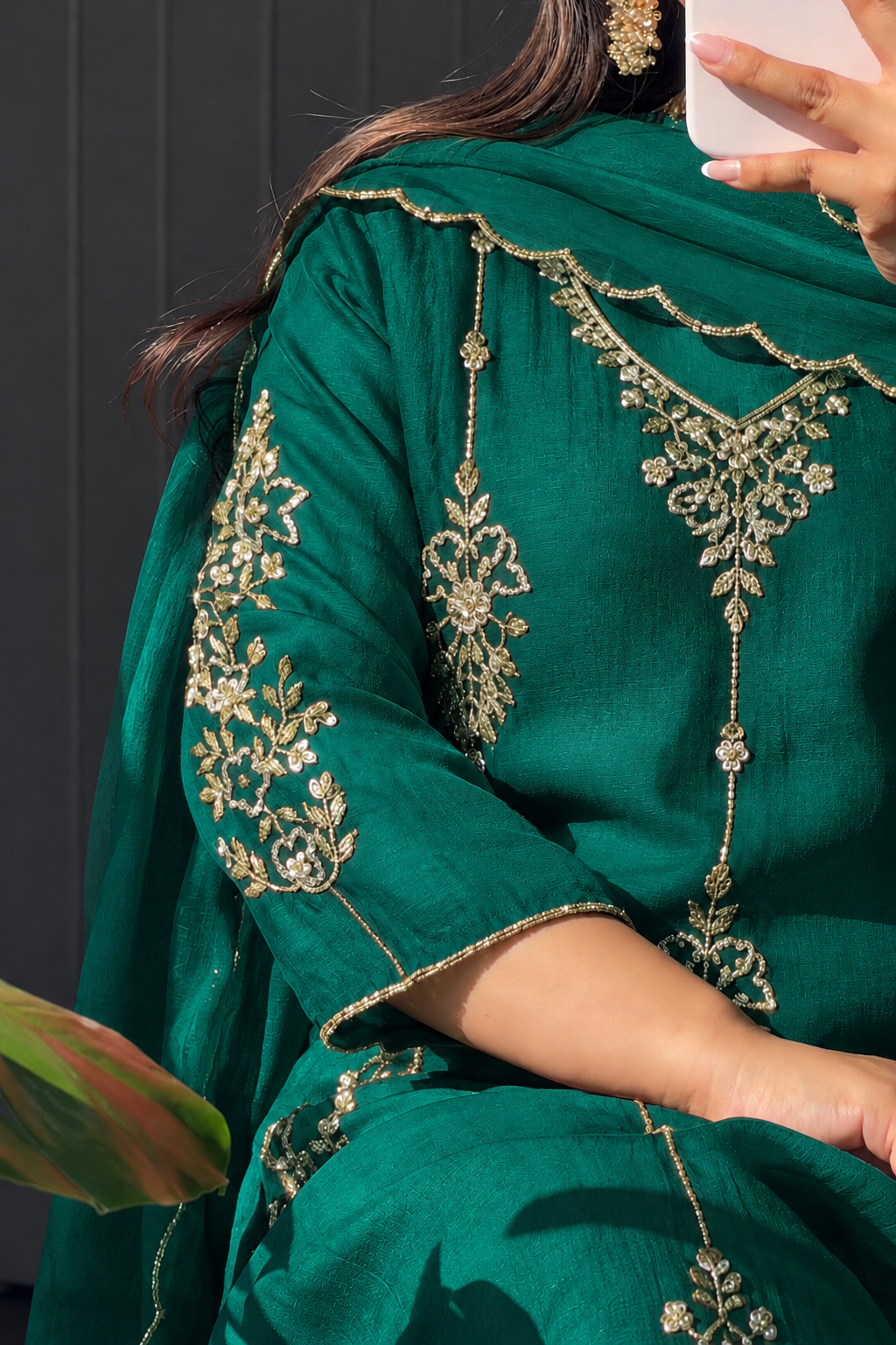 ✨Rida - Diwali Special Green  Mul Chanderi A-Line Kurta Set