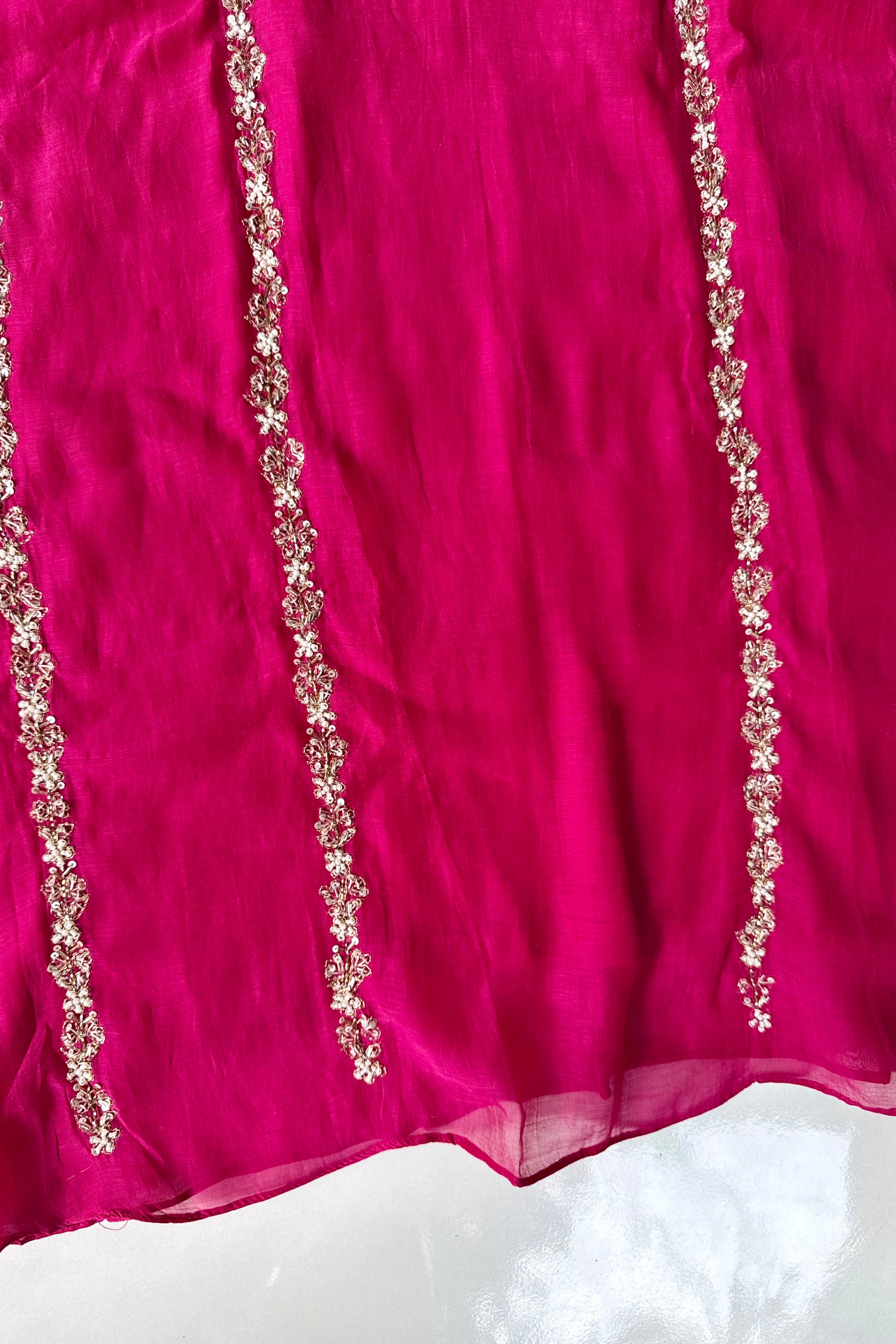 ✨”Maya - Premium Pink Mul Chanderi A-Line Kurta Set