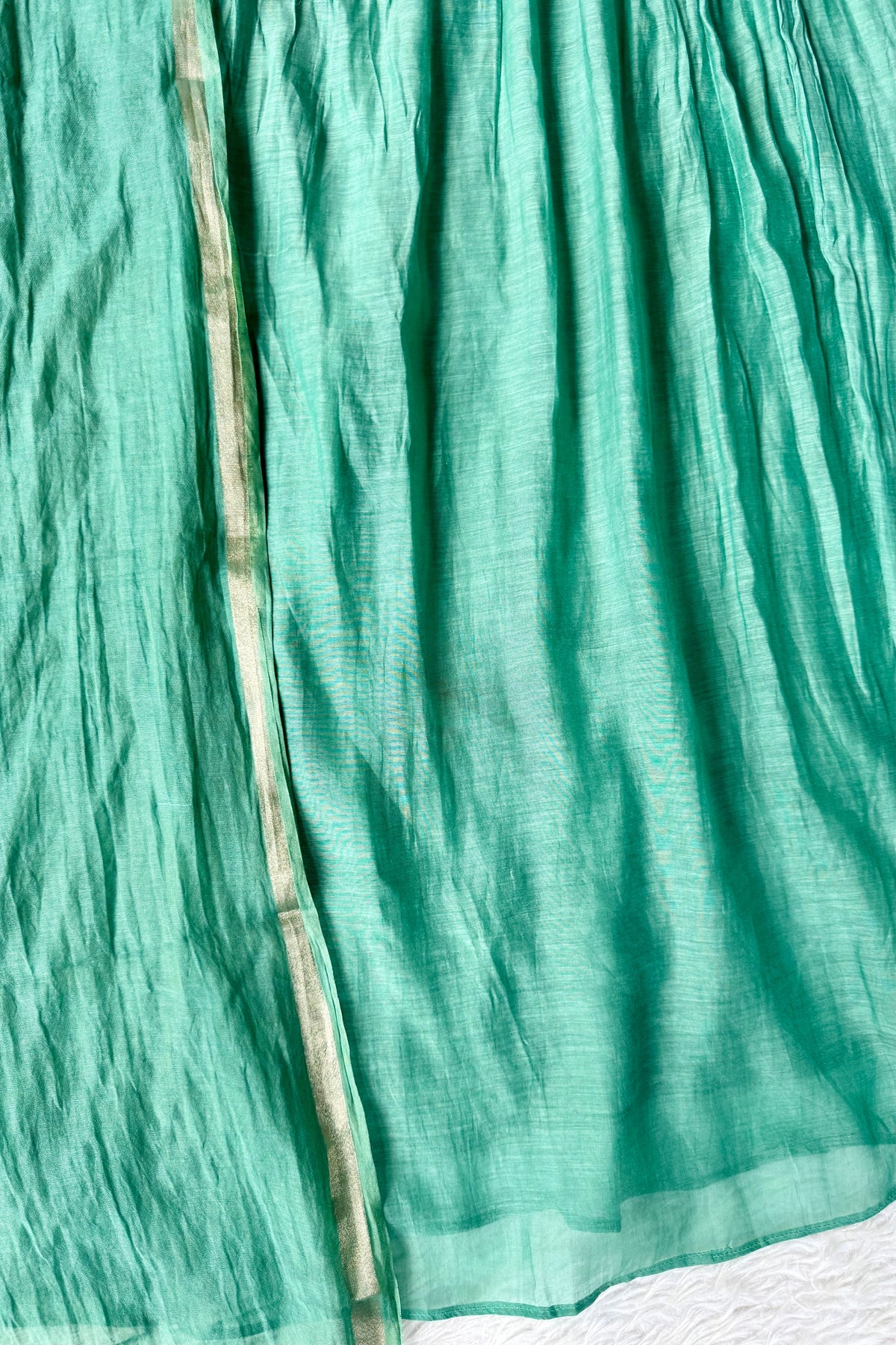 ✨ Gulnoor – Green Mul Chanderi A-Line Kurta Set with Dupatta