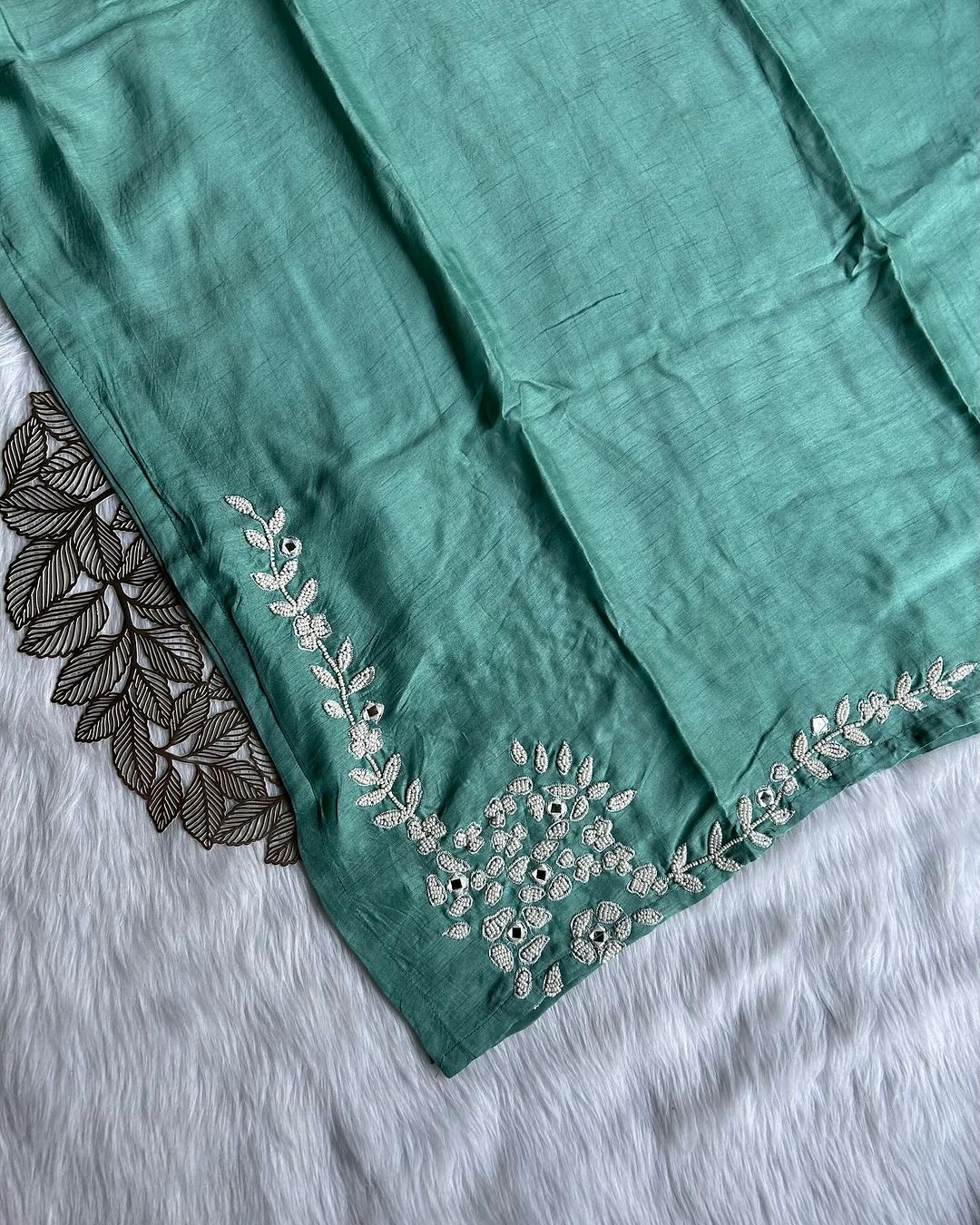 ‘’HEER” Sea Green Dola Silk Set