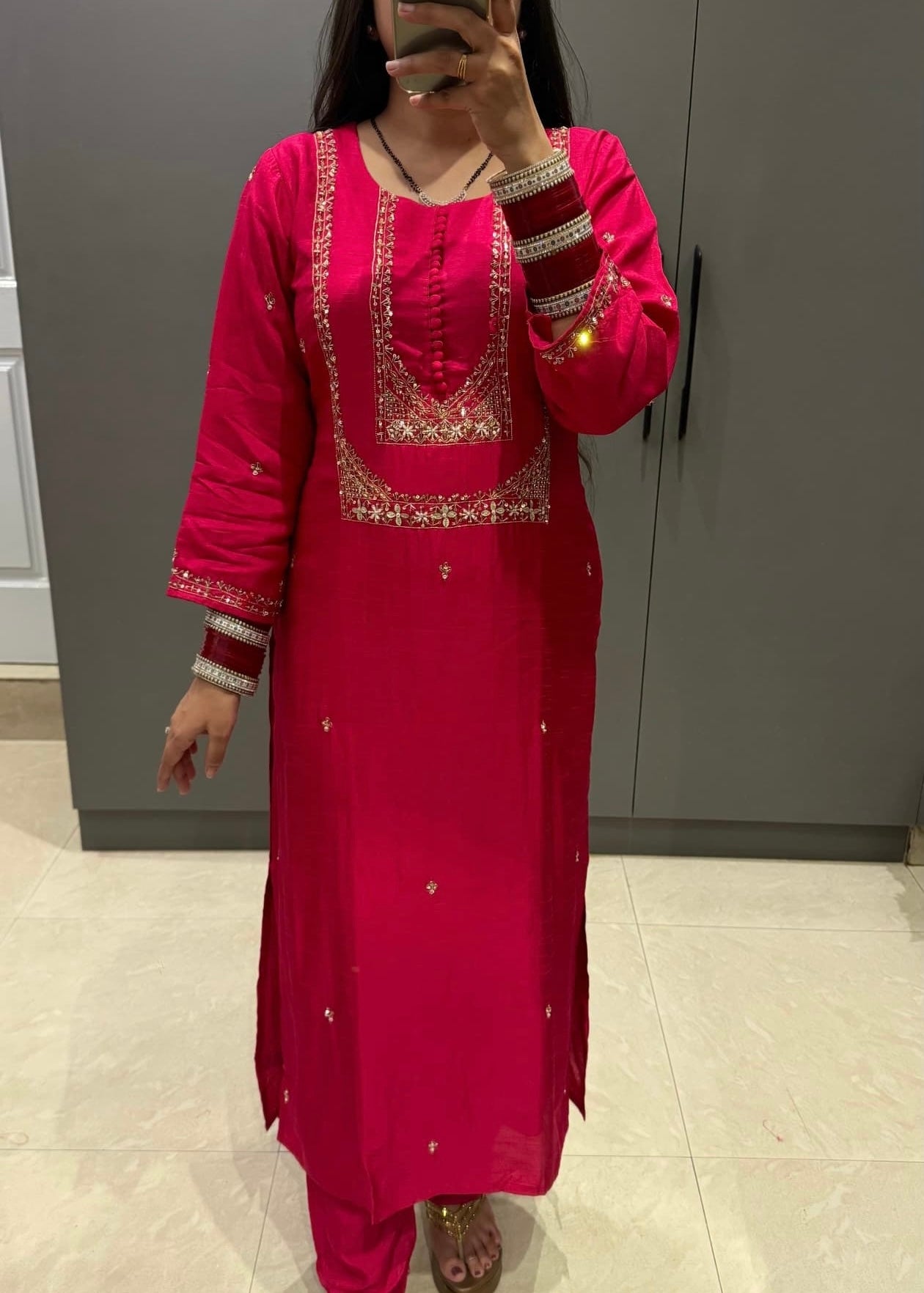 “Hiya” Premium range Dola Silk handwork Kurta Set