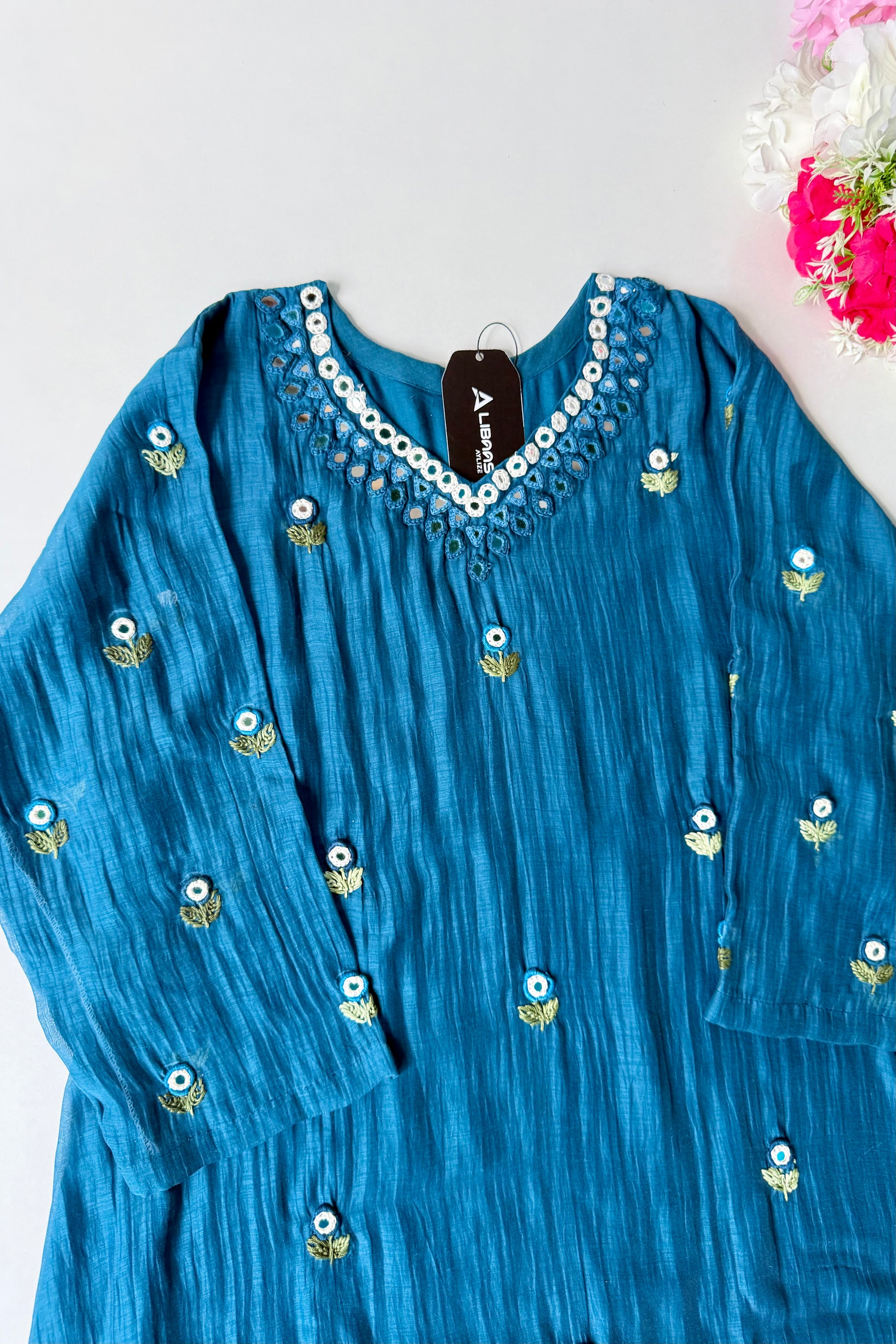 ✨”Ruby - Premium Blue Mul Chanderi A-Line Kurta Set