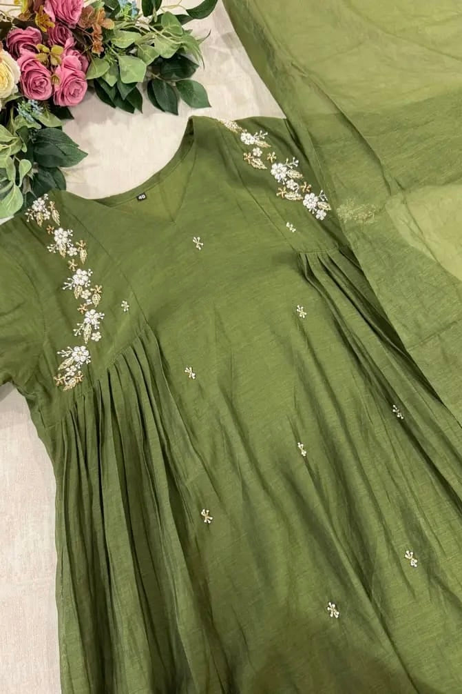 ✨ Zayna” Premium Mul Chanderi anarkali kurta set