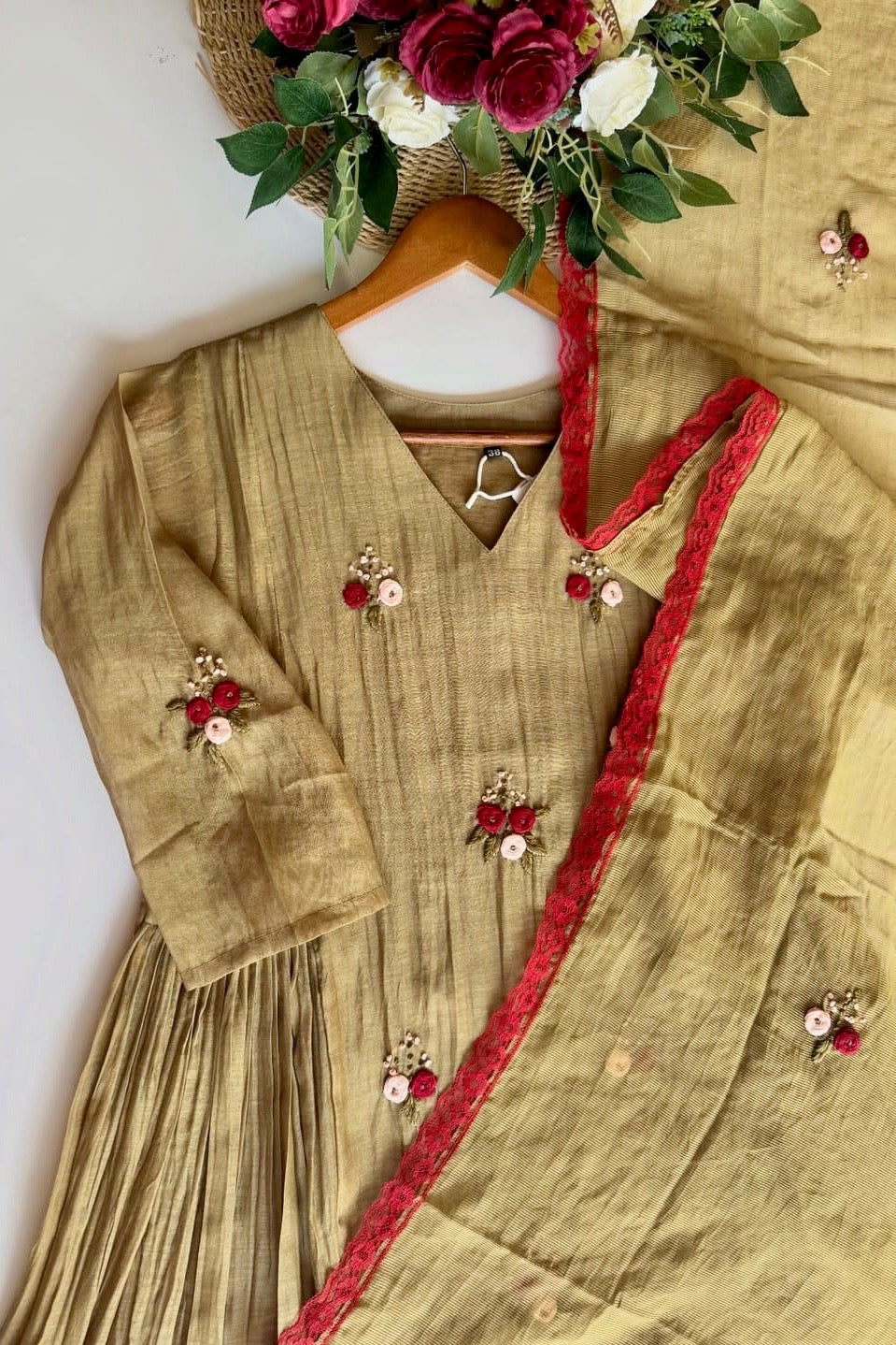 Gold – Pre book Eid Special Premium Mul Chanderi Anarkali Kurta Set