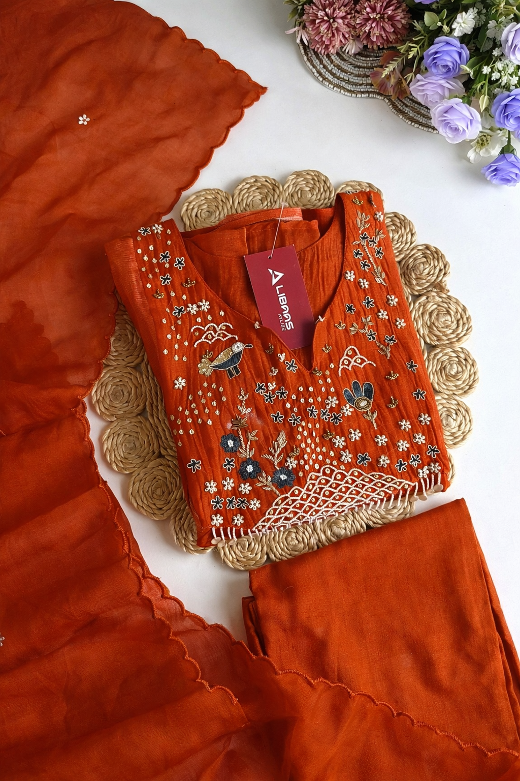 “Ishani” Premium Mul Chanderi A line Suit