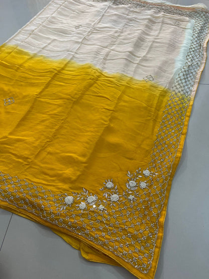 "Chitra" Pure Chinnon handwork saree