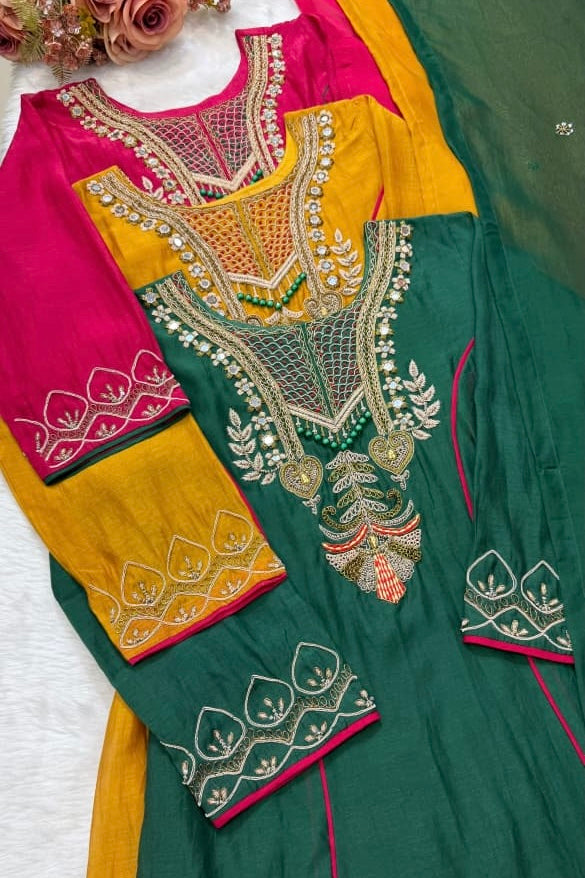 ✨Swity - Premium Mul Chanderi A-Line Anarkali Kurta set