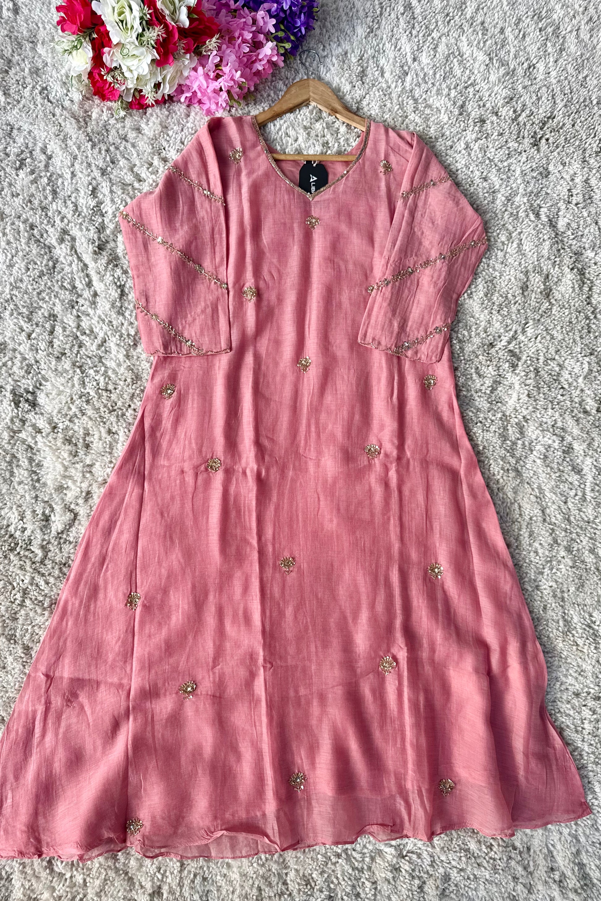 ✨”Unique- Party Wear Mul Chanderi A Line Kurta set 🛍️
