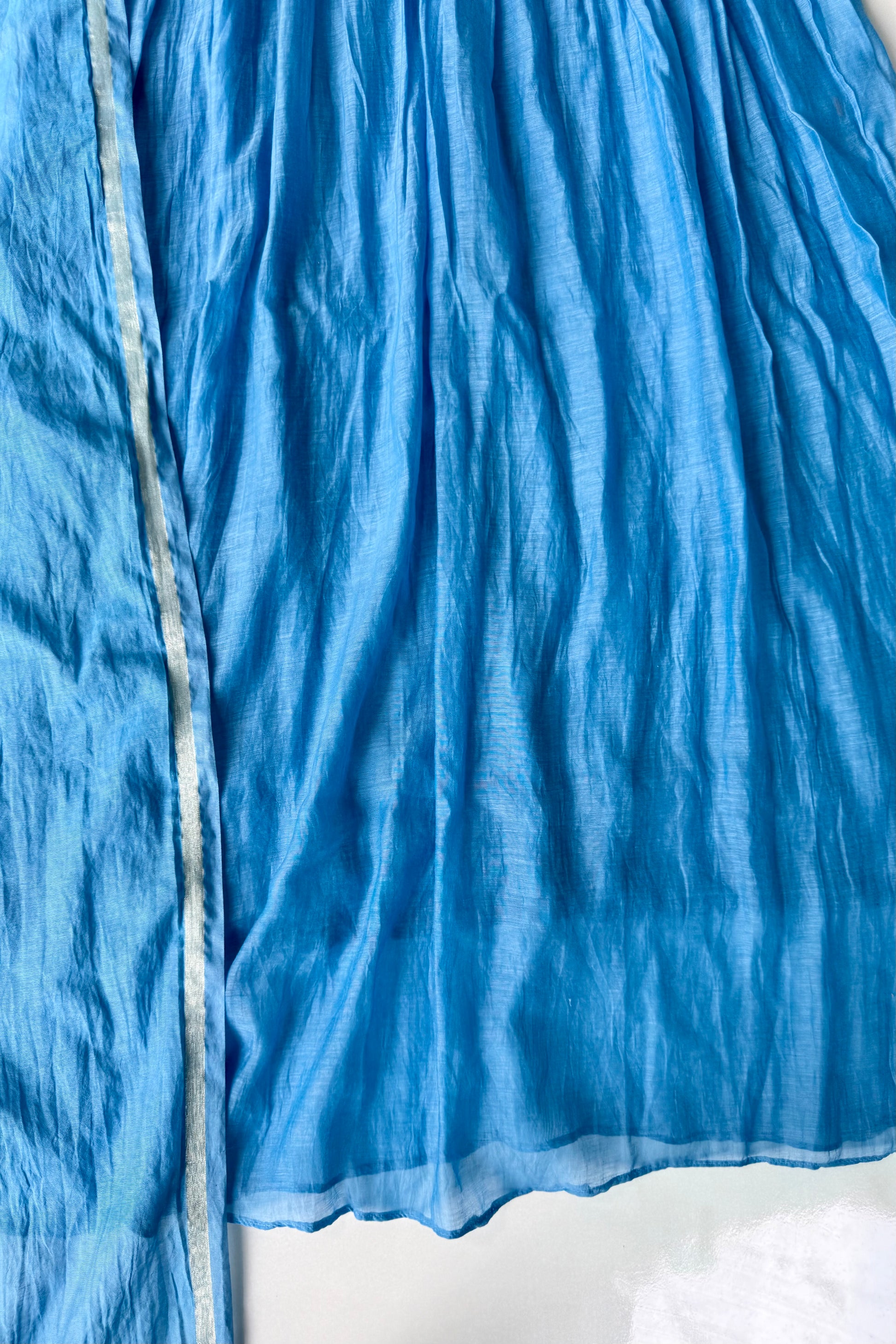 💙AYRA- Azure Blue Mul Chanderi Thread Work Anarkali Kurta Set