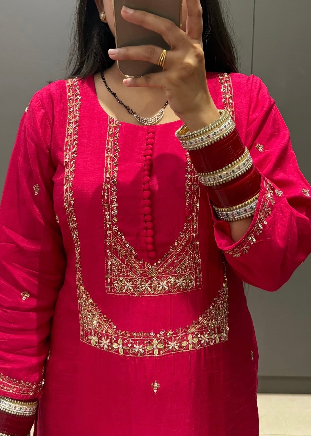“Hiya” Premium range Dola Silk handwork Kurta Set