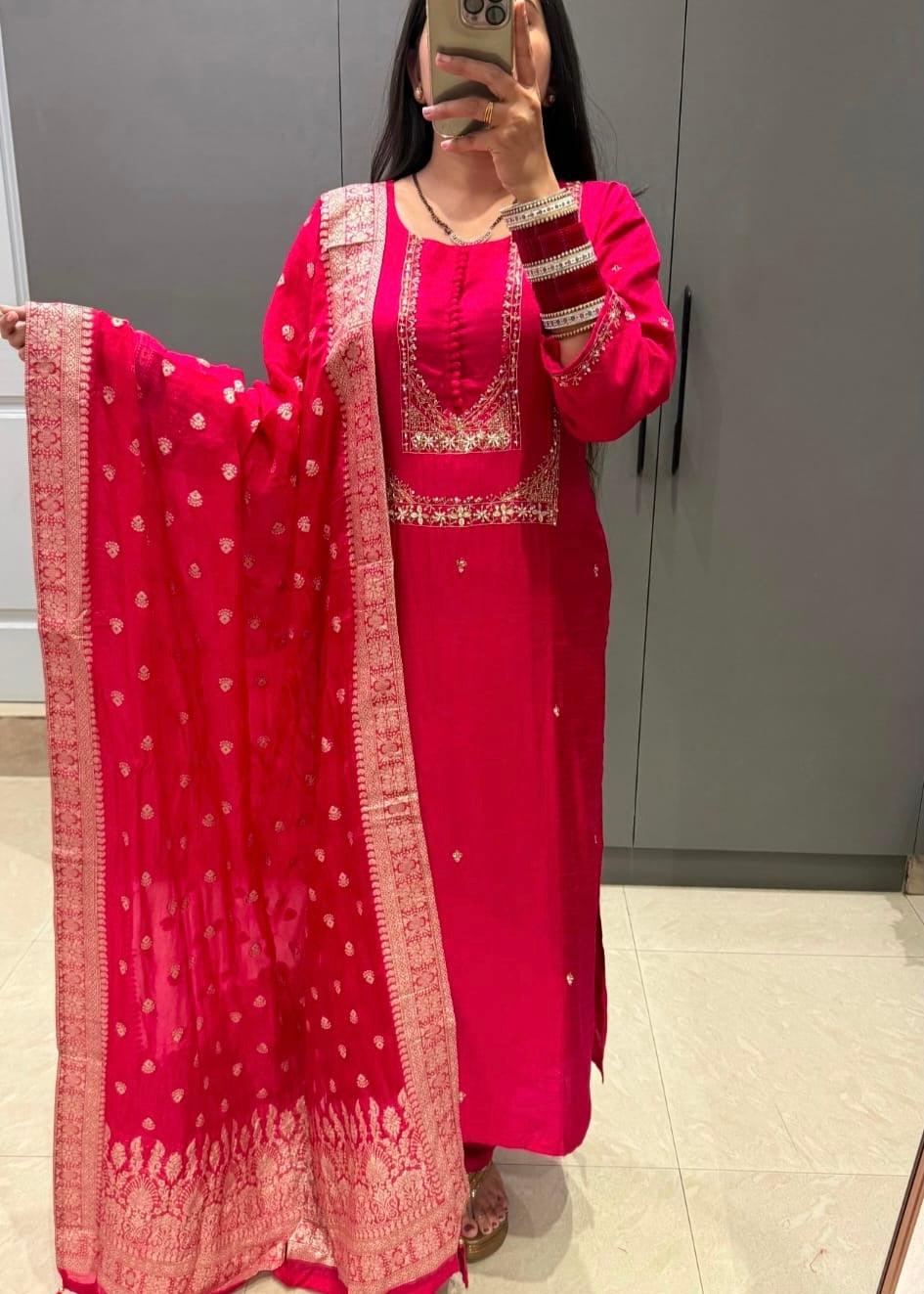 “Hiya” Premium range Dola Silk handwork Kurta Set