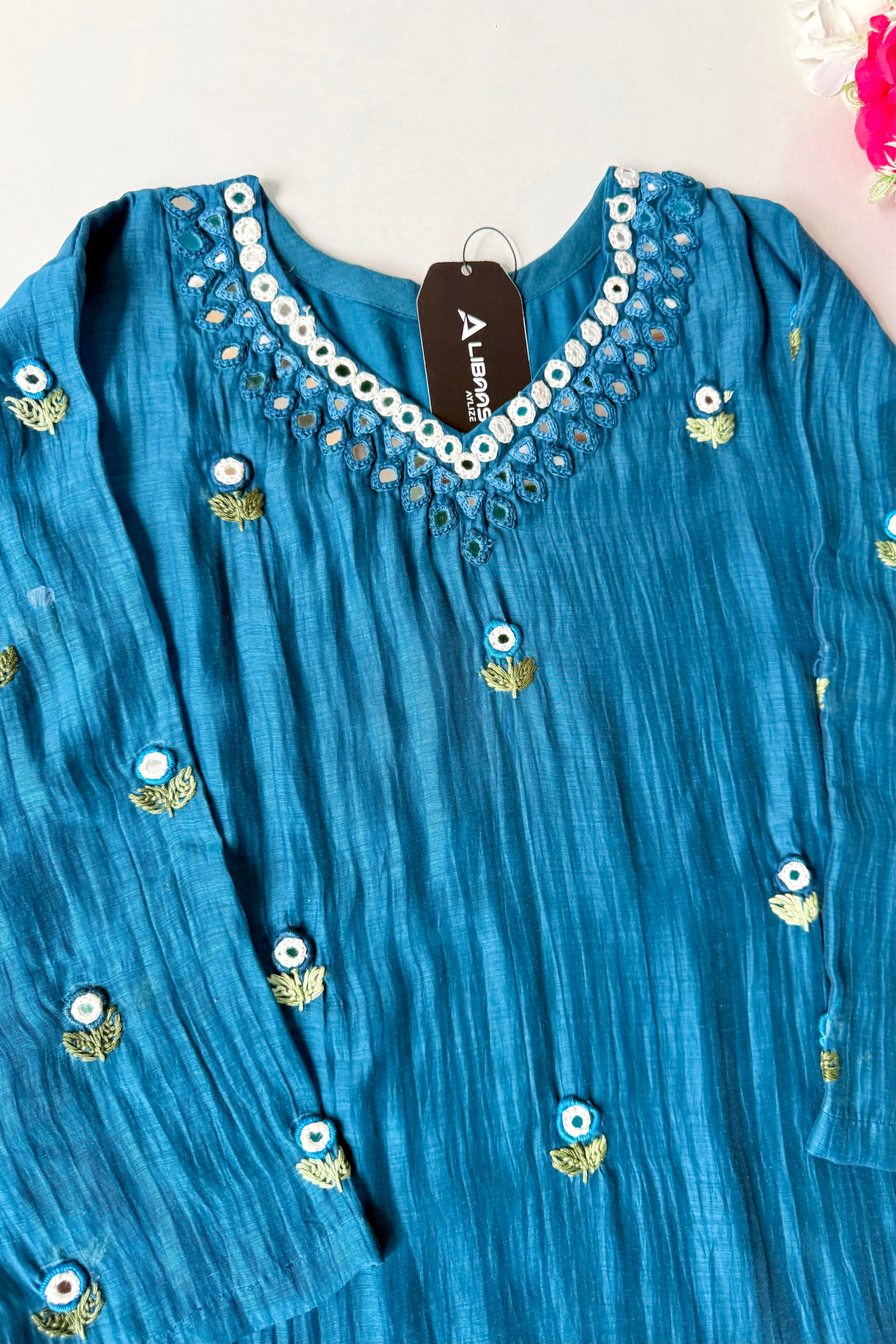 ✨”Ruby - Premium Blue Mul Chanderi A-Line Kurta Set