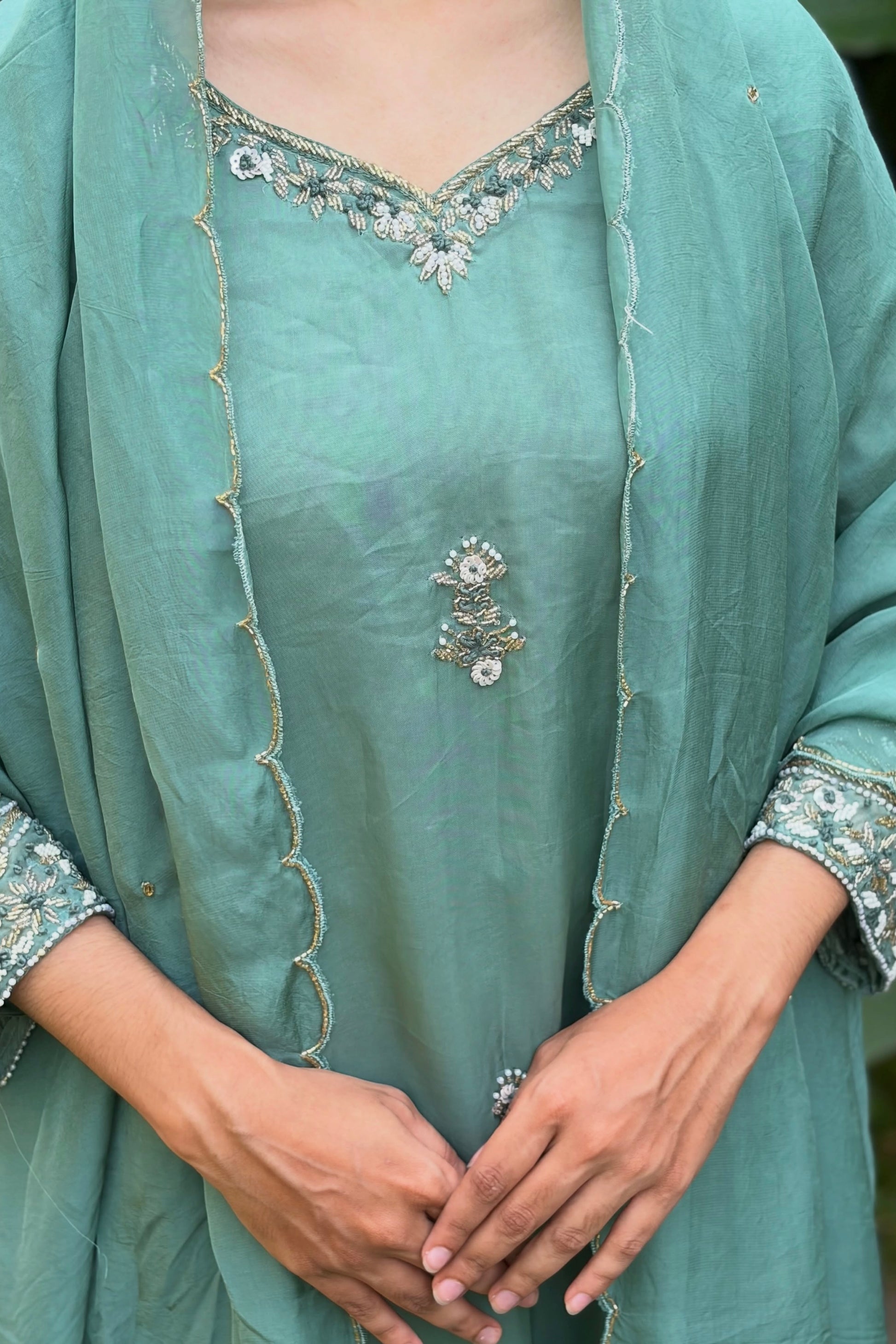 🛍️Alina - Premium Designer Organza Viscose A Line Kurta Set