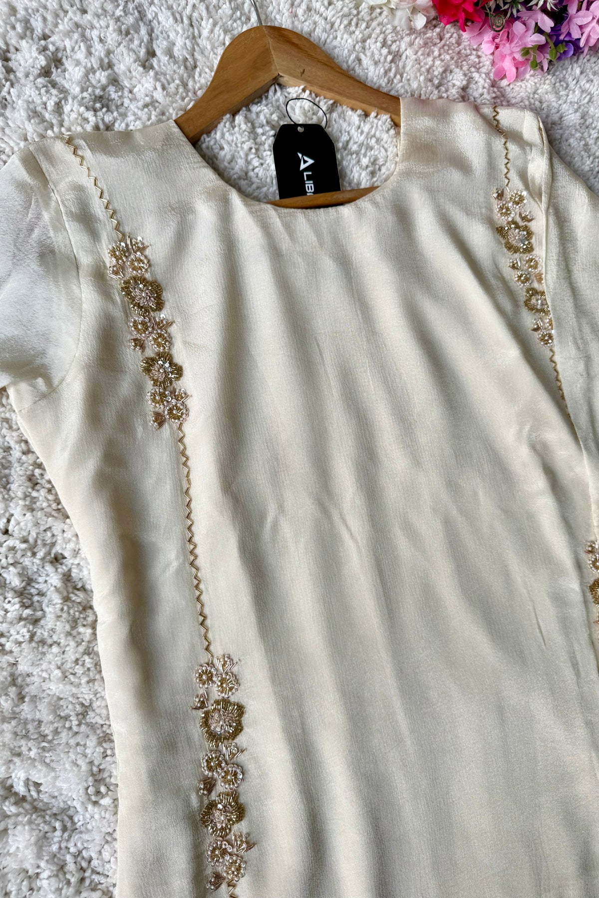 ✨Amara -Introducing Cream Heavy Handwork Chinnon A Line Suit