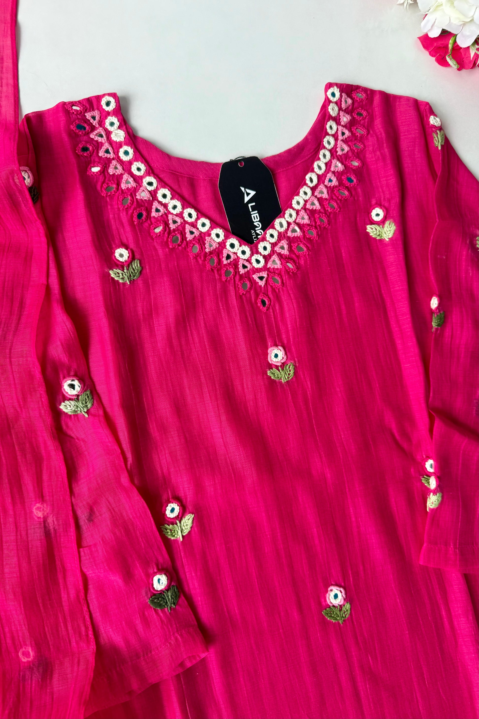 ✨”Ruby - Premium Pink Mul Chanderi A-Line Kurta Set 💕