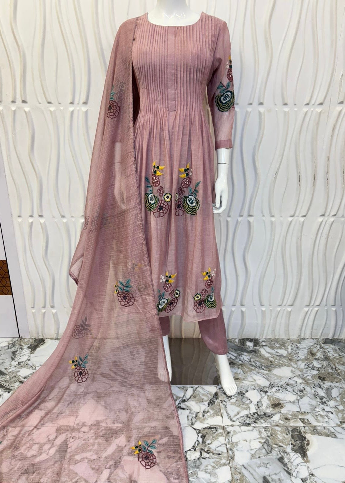 “AAYRA” Muave Mul Chanderi anarkali suit set