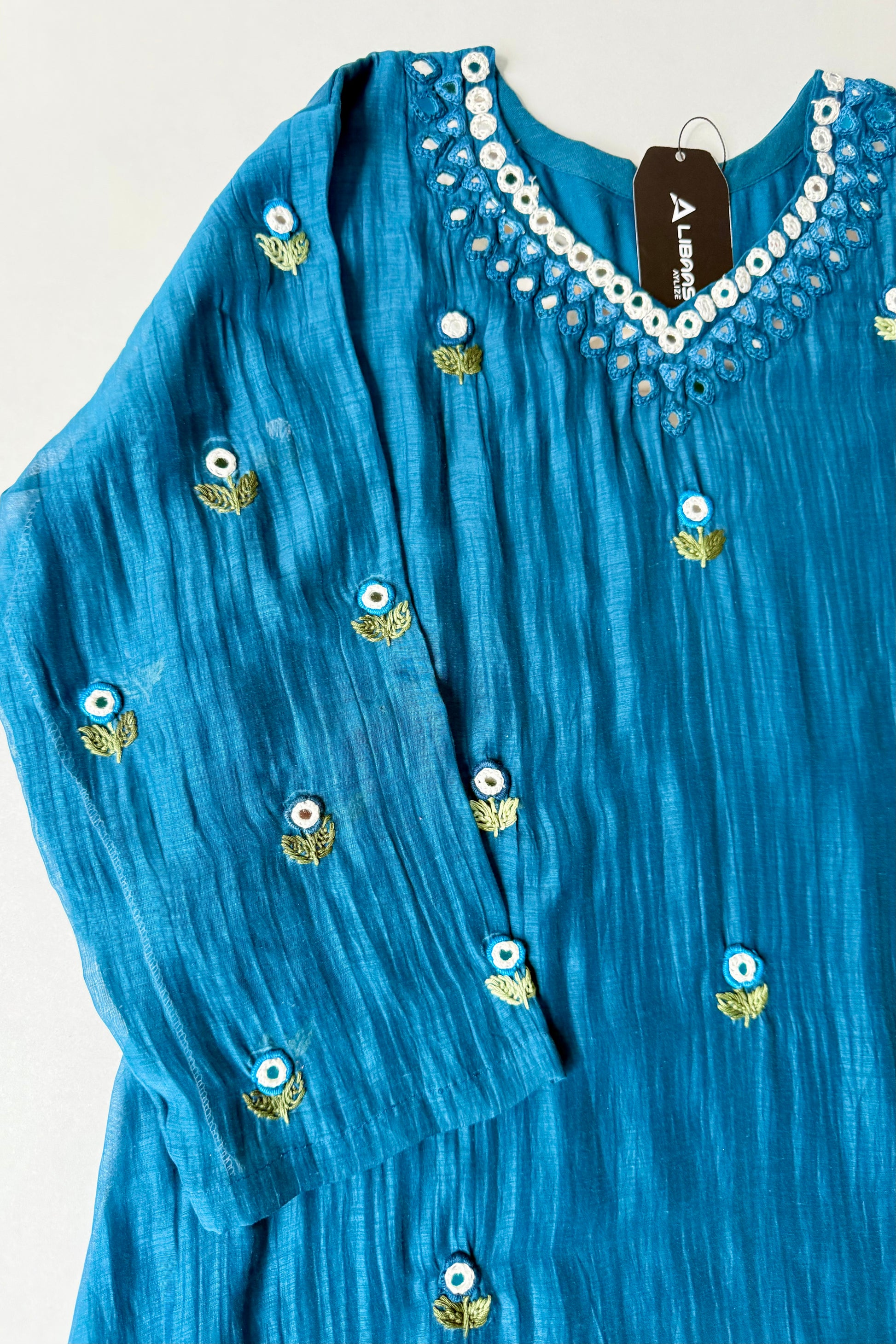 ✨”Ruby - Premium Blue Mul Chanderi A-Line Kurta Set