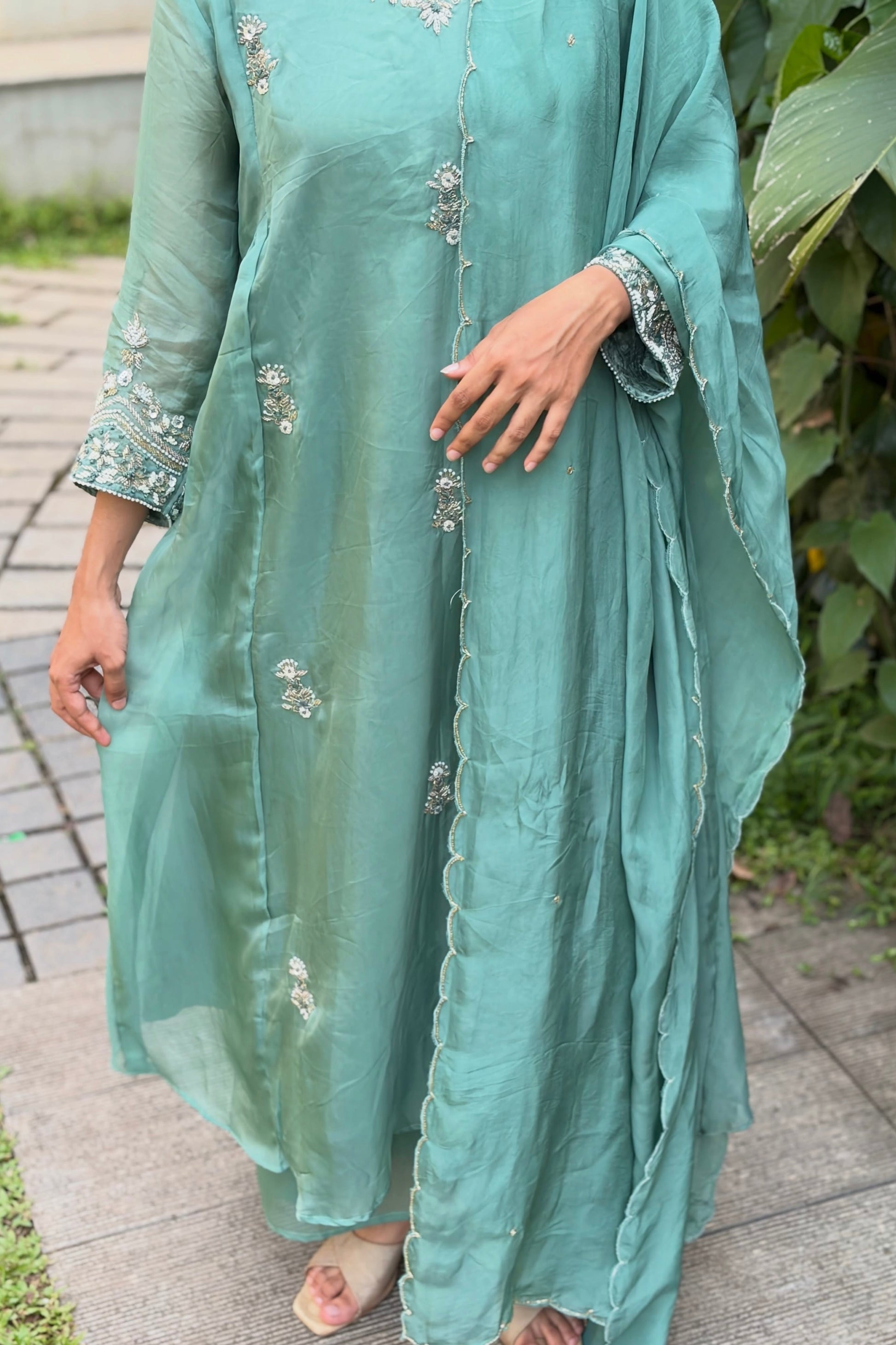 🛍️Alina - Premium Designer Organza Viscose A Line Kurta Set