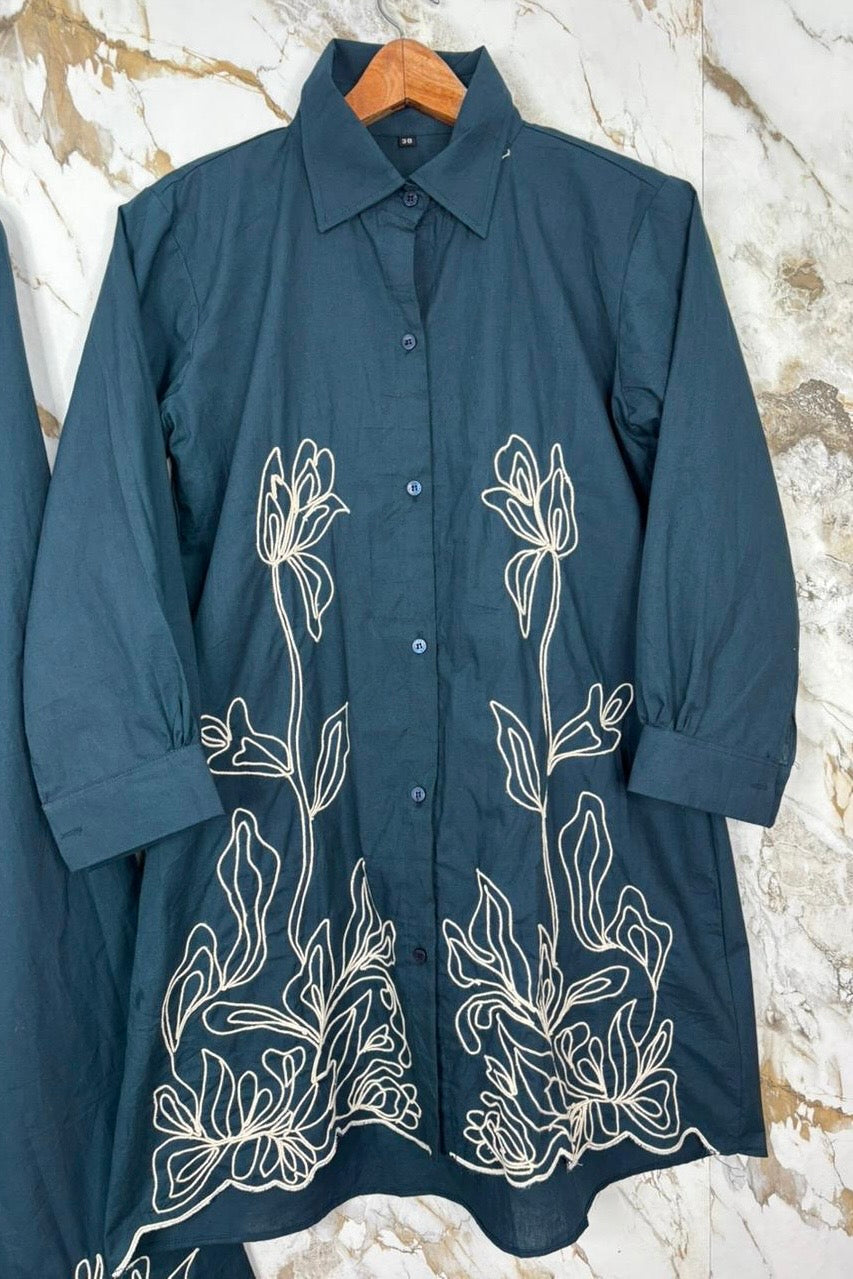 “Zareen” Dola Silk Embroidered Co-Ord Set