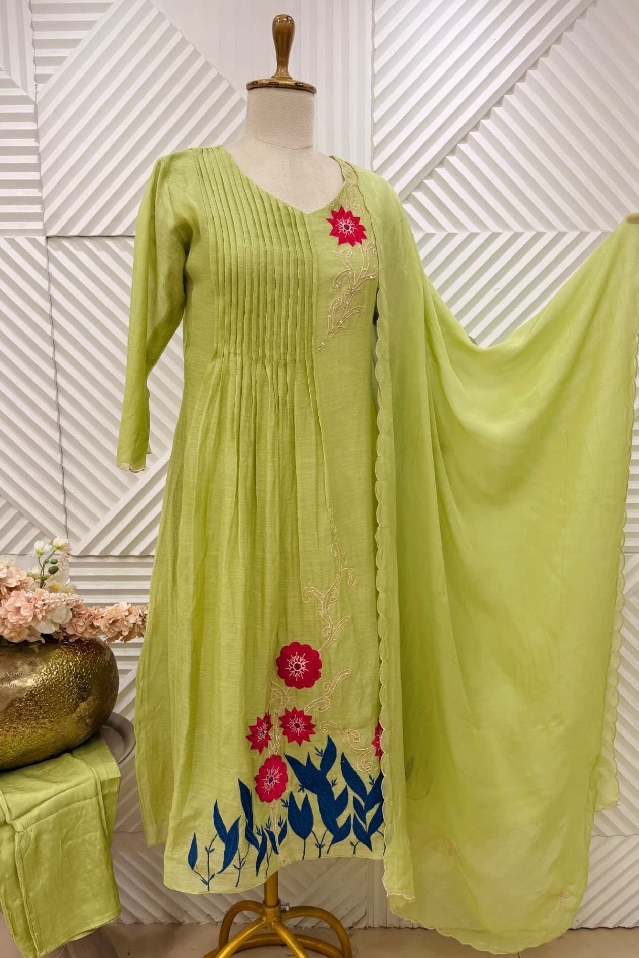 🛍️”Haseen –  Premium Mul Chanderi A Line Kurta Set