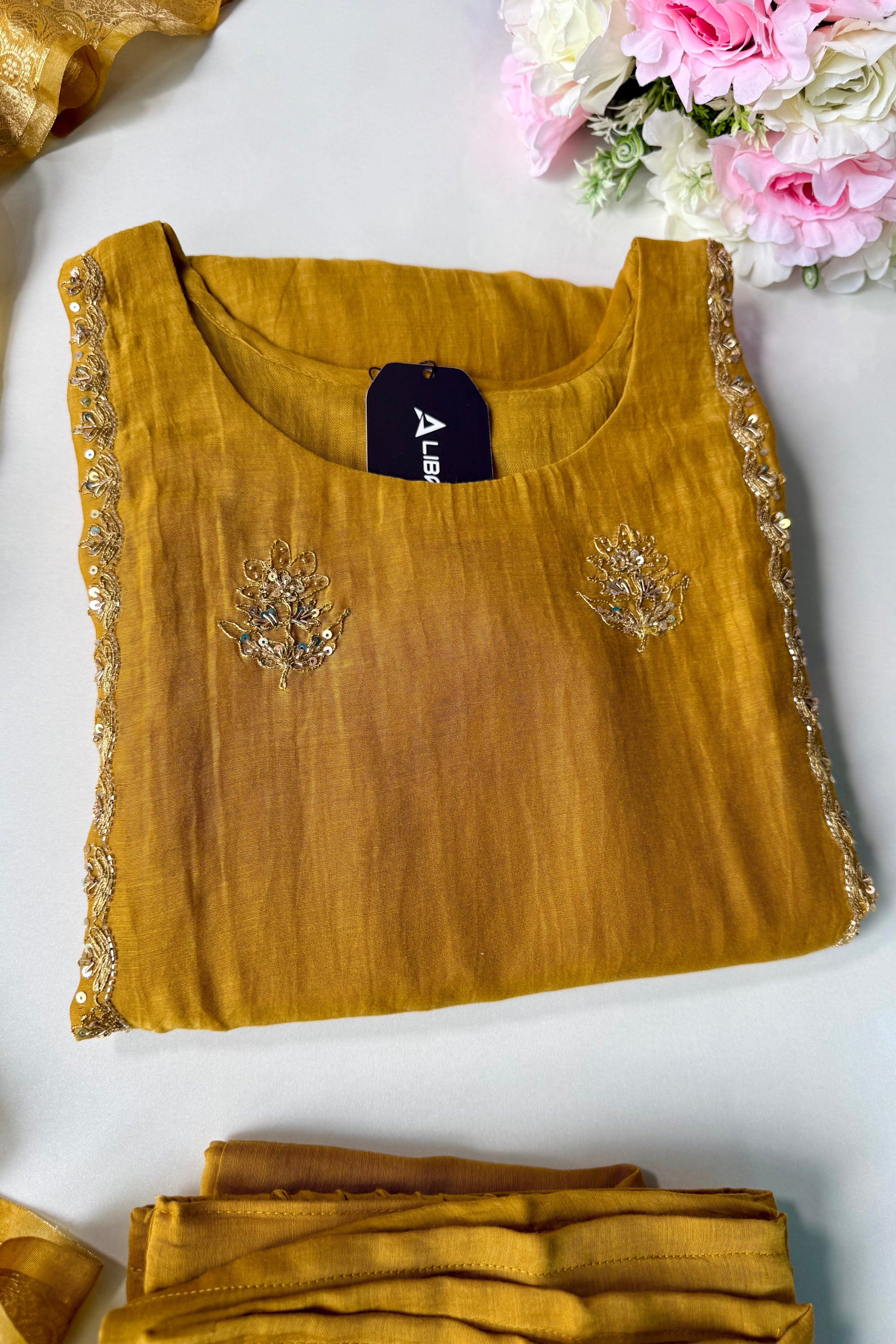 “Ujjwal” Trending yellow Mul Chanderi A Line Kurta set 🛍️