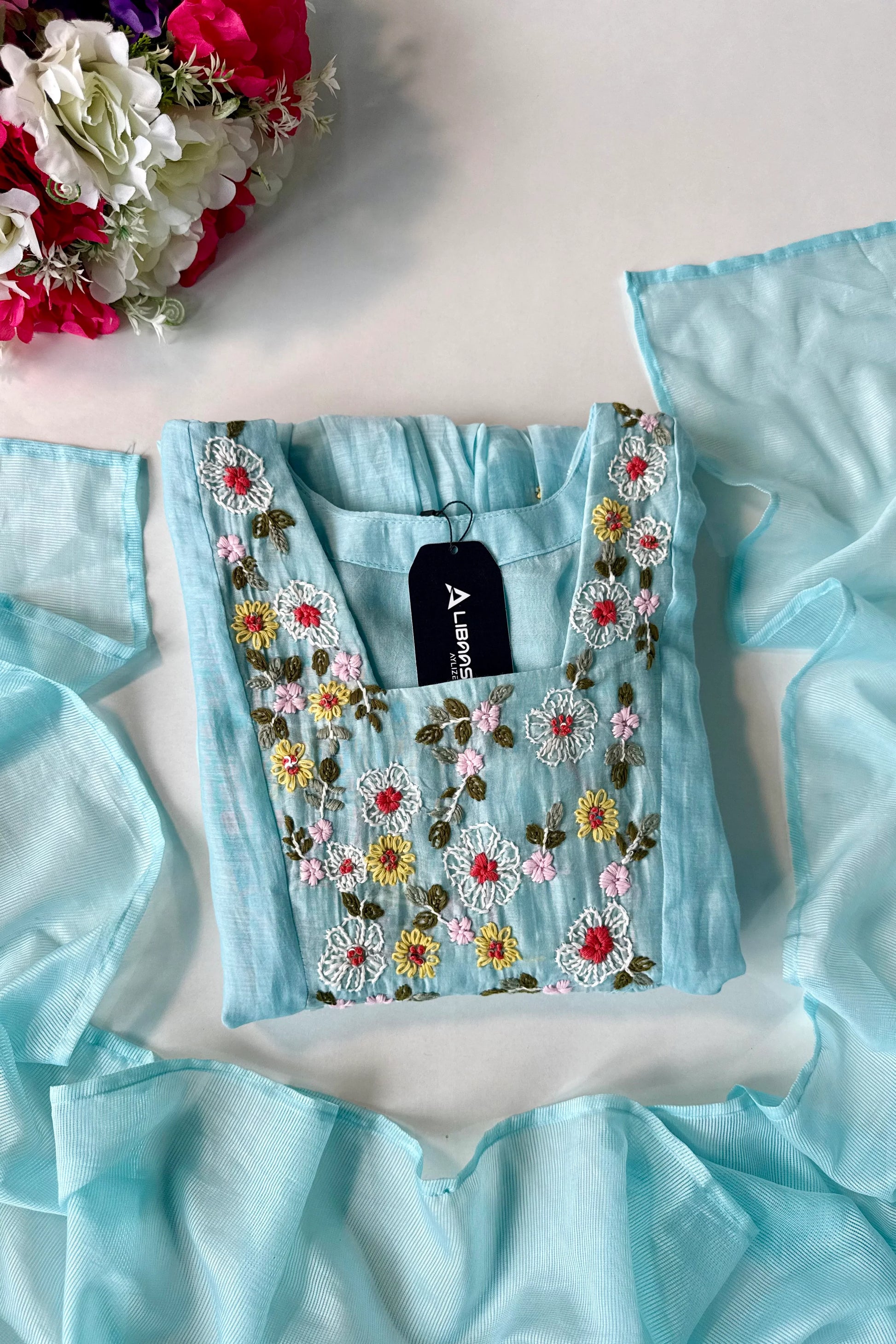 💙”Mayra – Premium Mul Chanderi A-Line Kurta Set