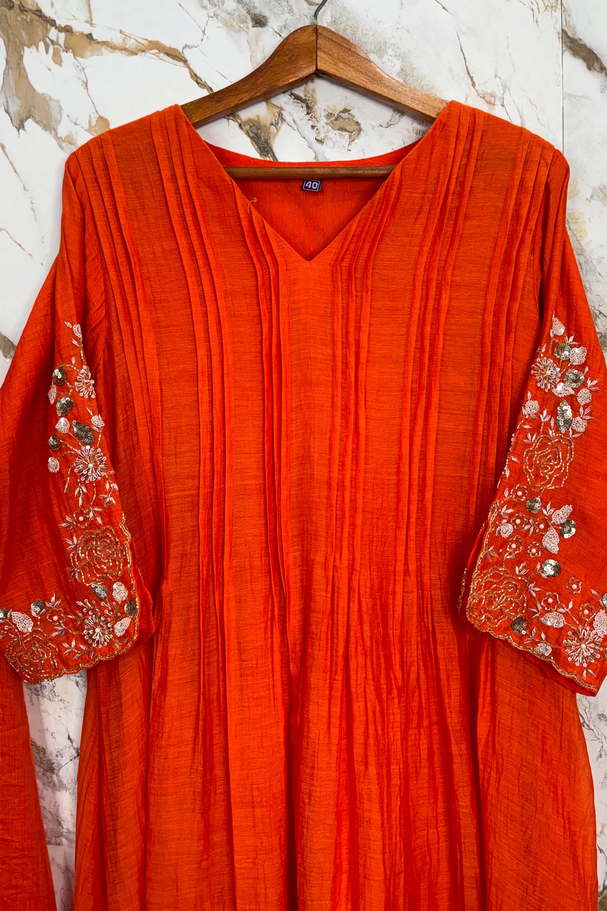 🛍️”Az025 – Premium Banaras Mul Chanderi A Line Kurta Set