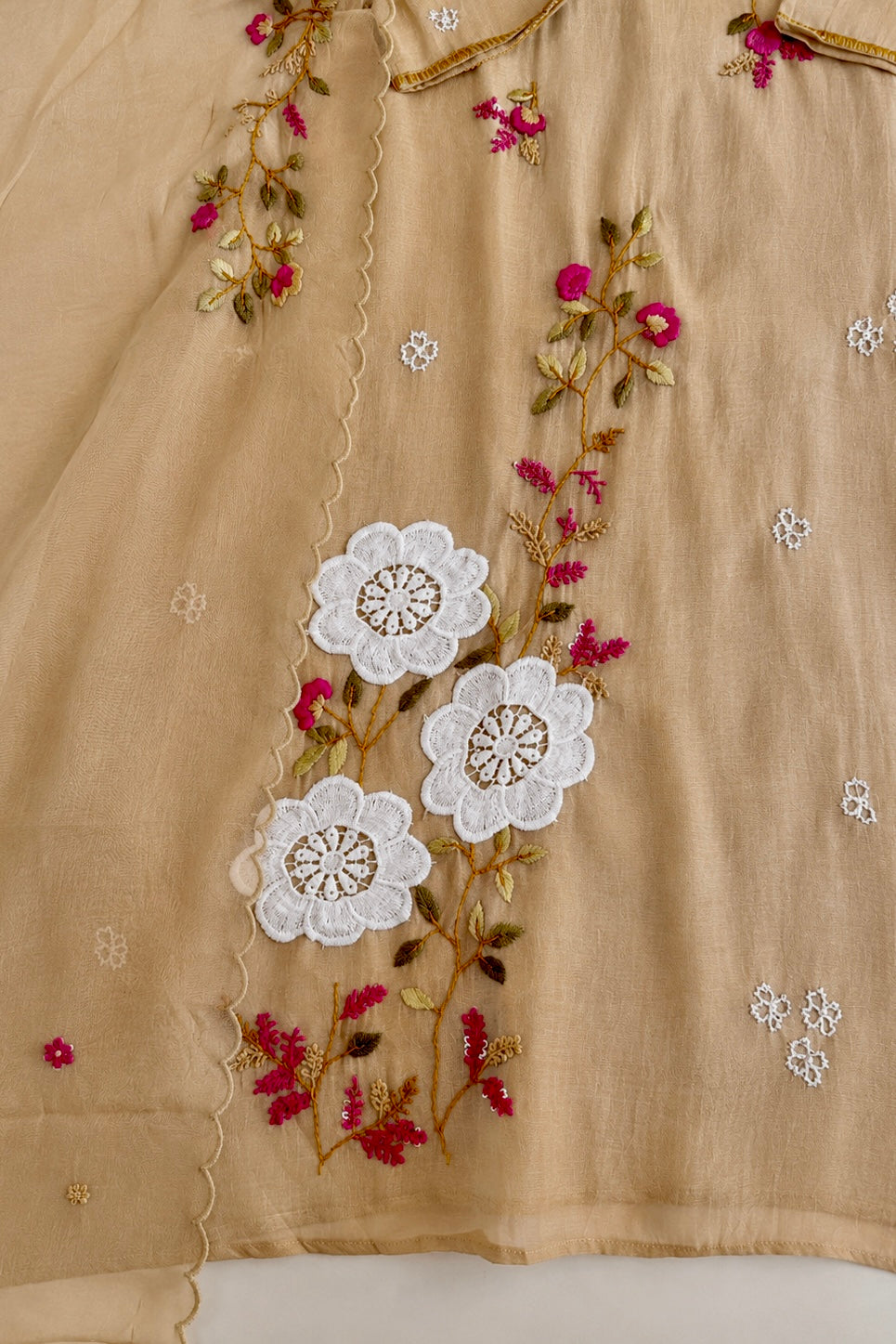 🛍️”Freya – Premium Chanderi Embroidered A Line Kurta Set