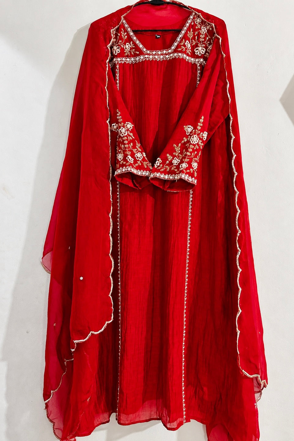 Roshni - Premium Red Mul Chanderi A Line Kurta Set ✨