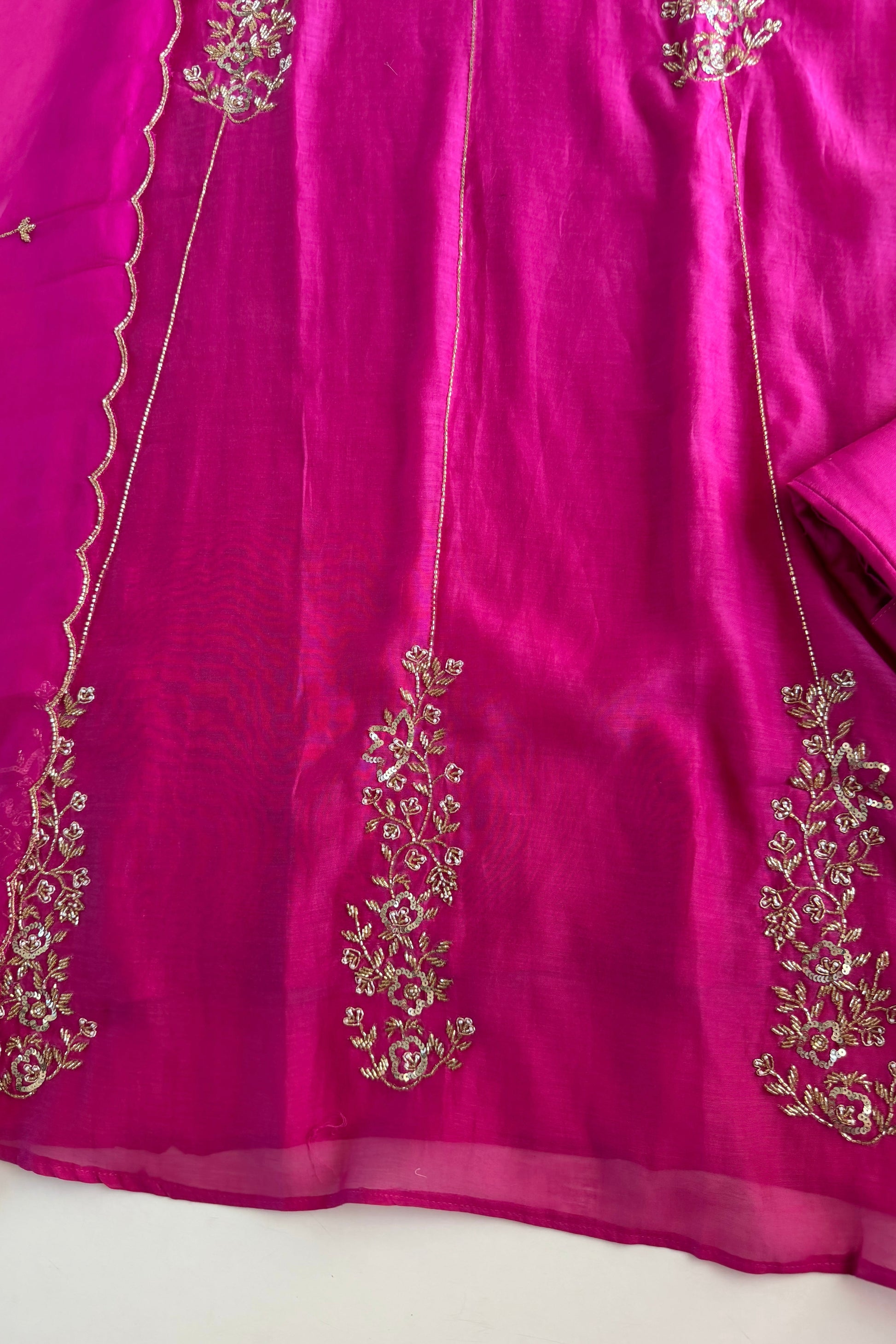 ✨”Rida - Premium Pink Mul Chanderi A-Line Kurta Set