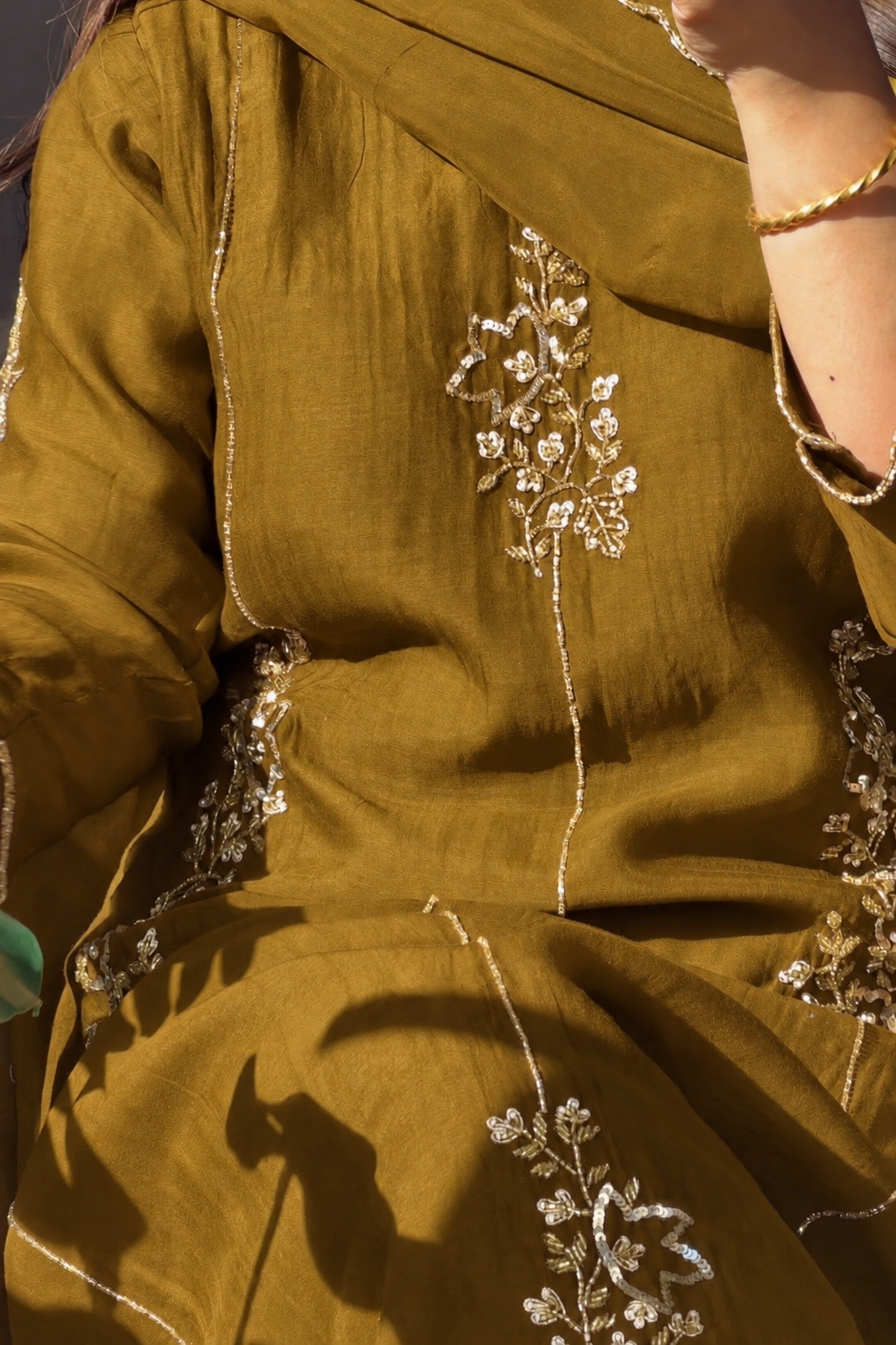 ✨Rida - Premium Mustard Mul Chanderi A-Line Kurta Set