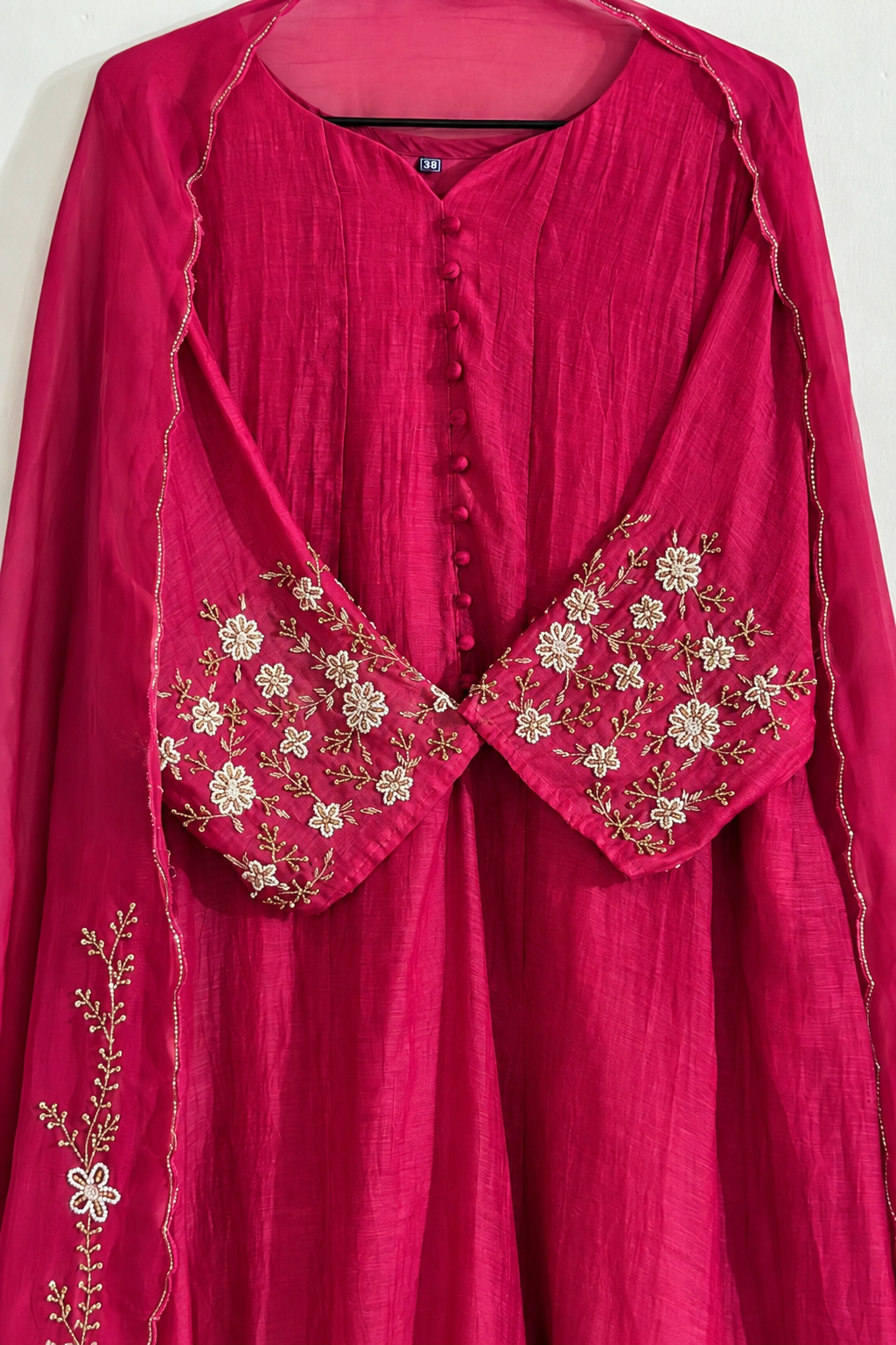 ✨Ay10- Beautiful Pink Mul Chanderi A Line Kurta set 💫