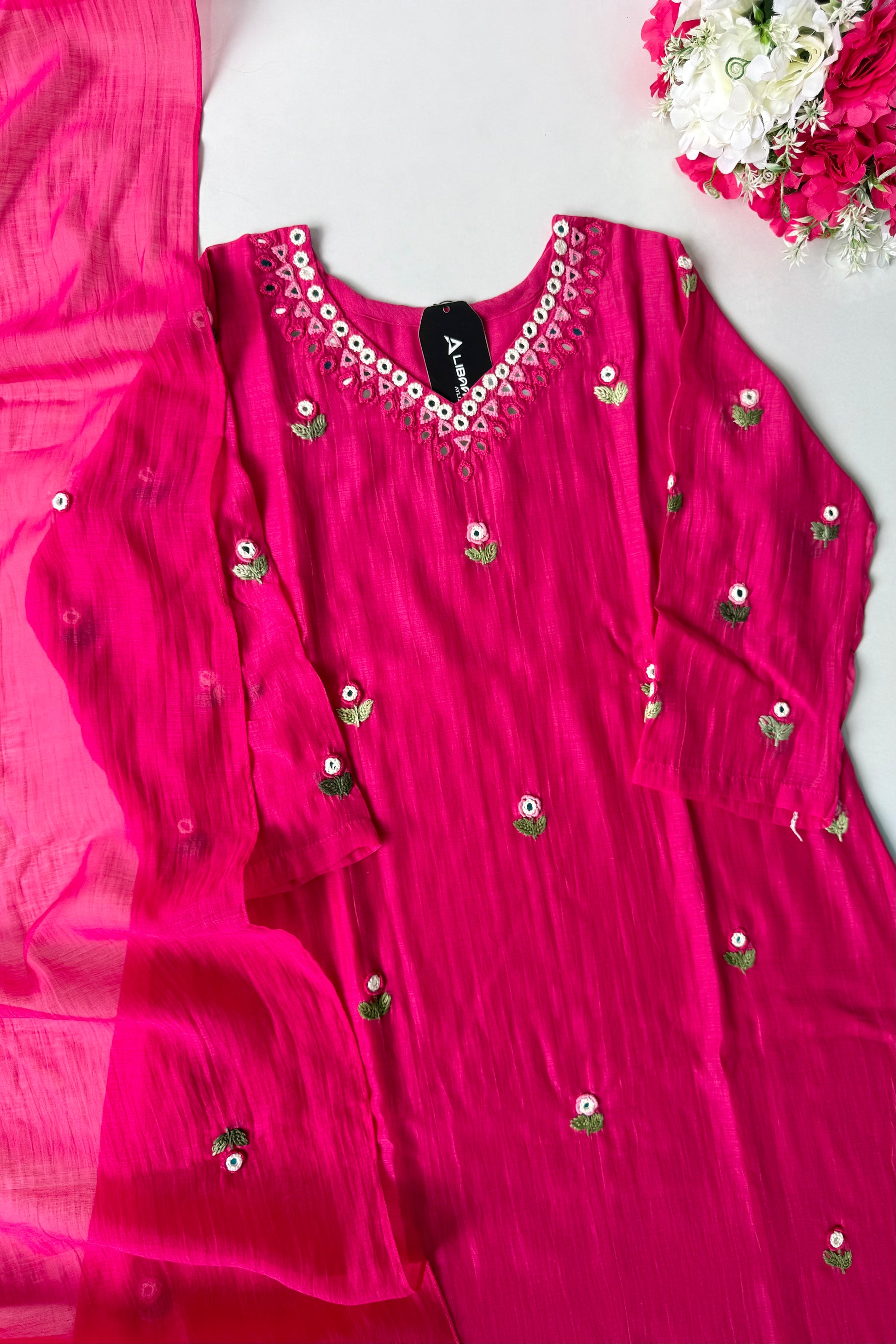 ✨”Ruby - Premium Pink Mul Chanderi A-Line Kurta Set 💕