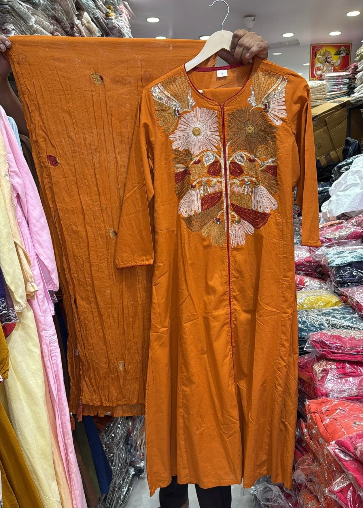“Elegant” Embroidered Mul Cotton Kurta Set
