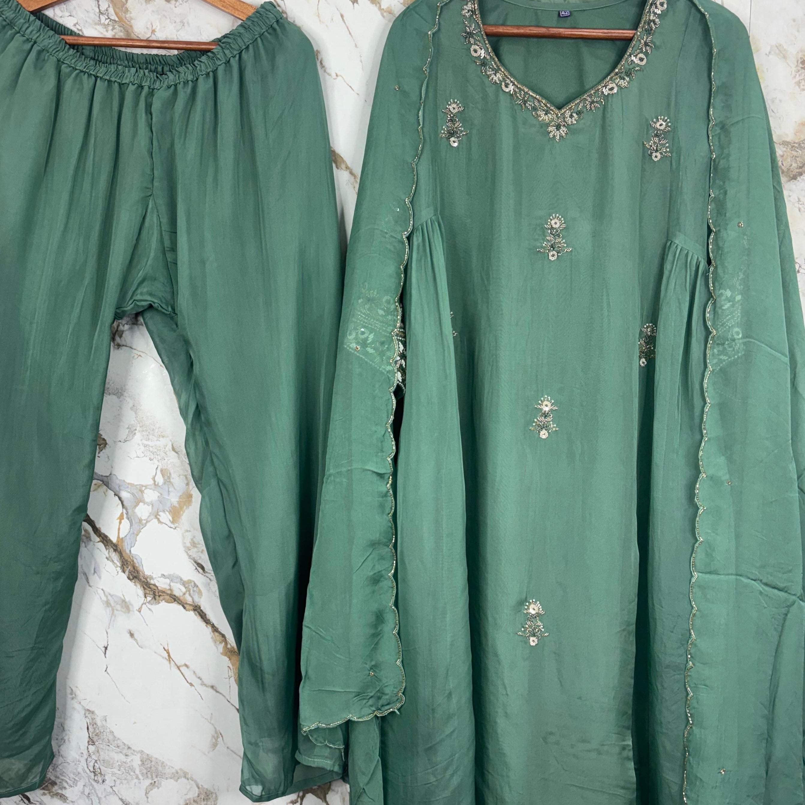 🛍️Alina - Premium Designer Organza Viscose A Line Kurta Set