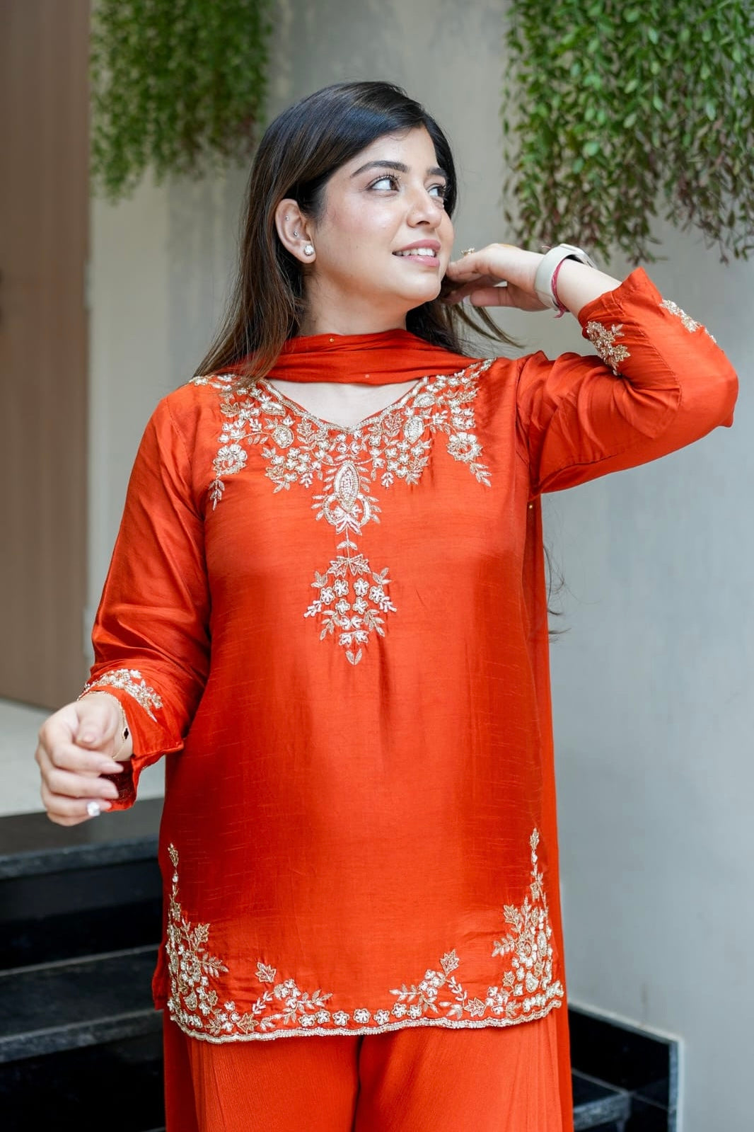“Garara” Partywear special Dola Silk heavy Handworked Kurta Garara Set