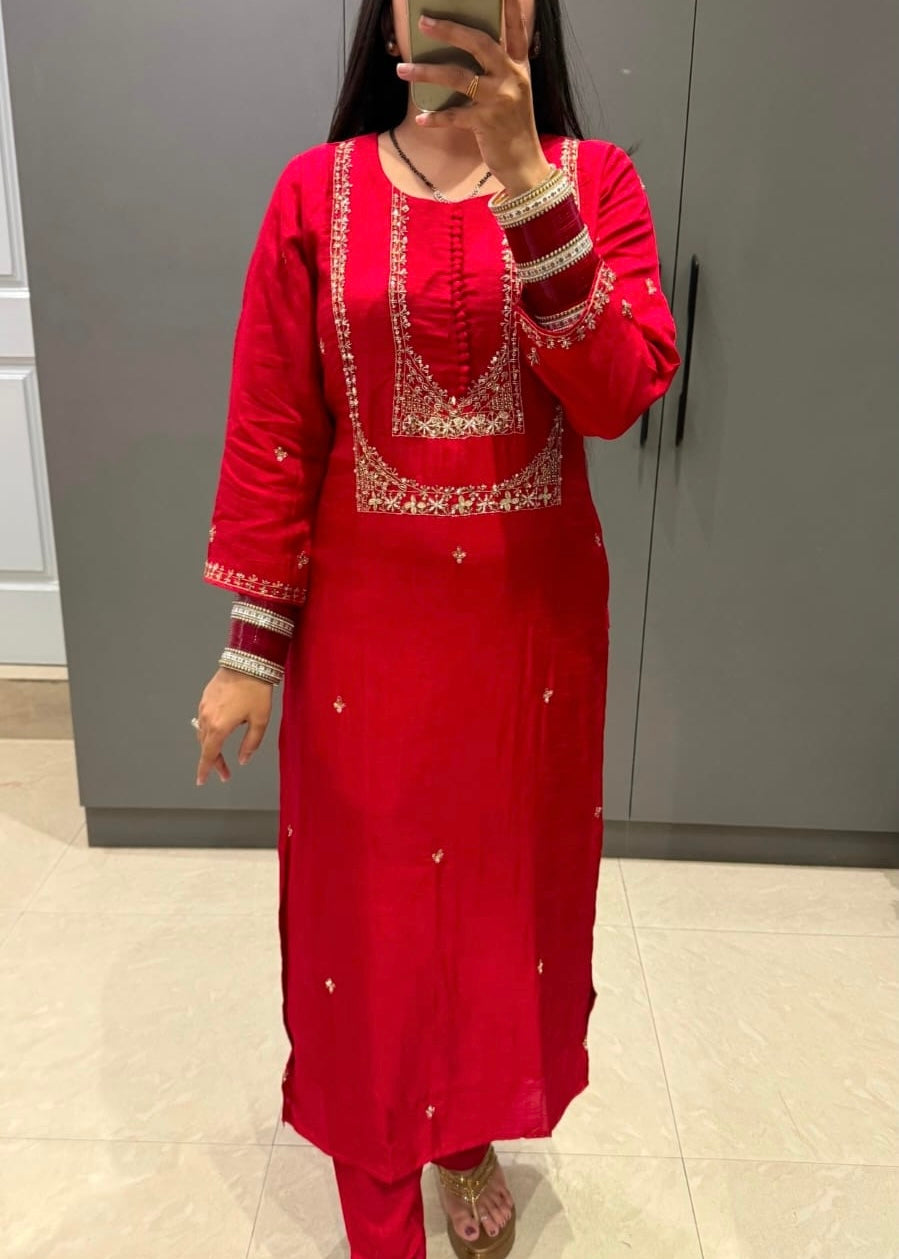 “Hiya” Premium range Dola Silk handwork Kurta Set