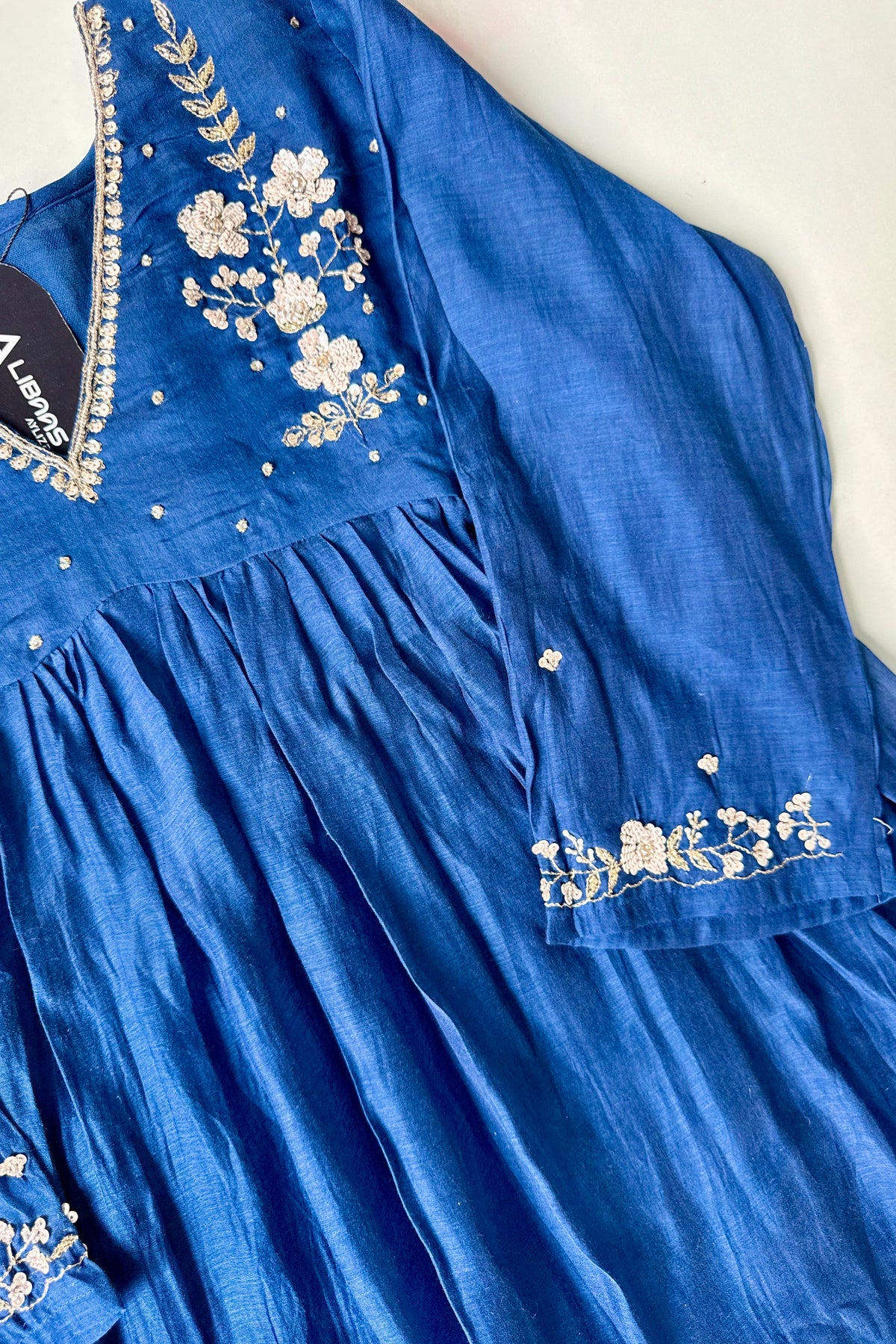 🛍️”Melody –  Premium Blue Banarsi Mul Chanderi Anarkali Suit
