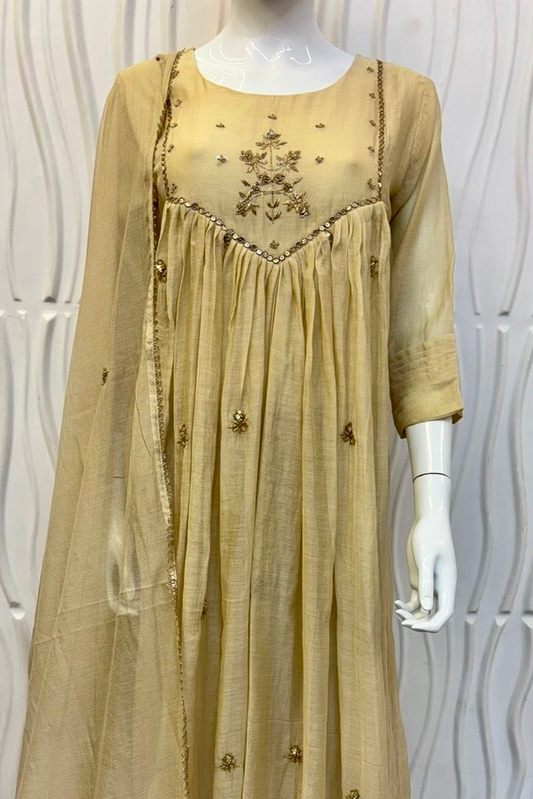“Oviya” Latest Mul Chanderi Anarkali Suit Set