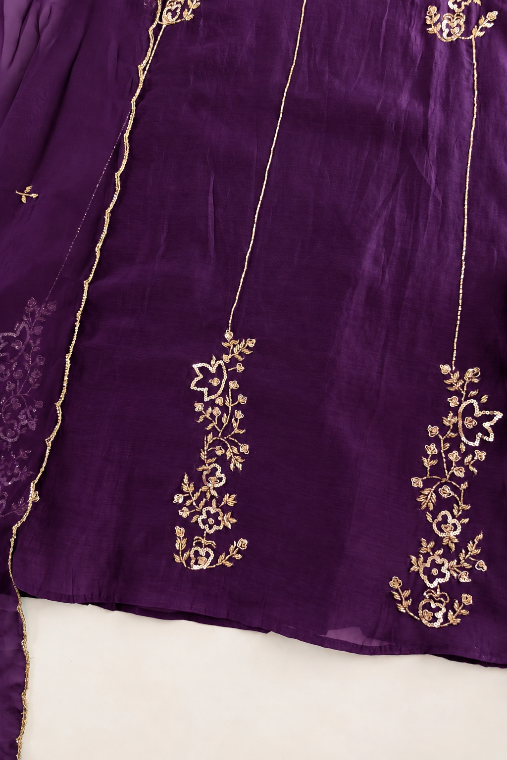 ✨”Rida - Premium Purple Mul Chanderi A-Line Kurta Set