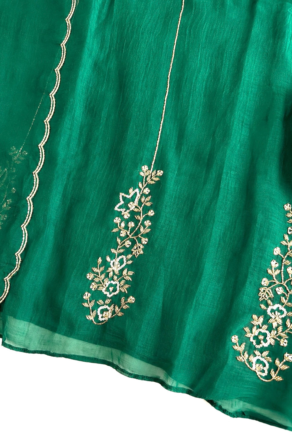 ✨”Rida - Premium Green Mul Chanderi A-Line Kurta Set
