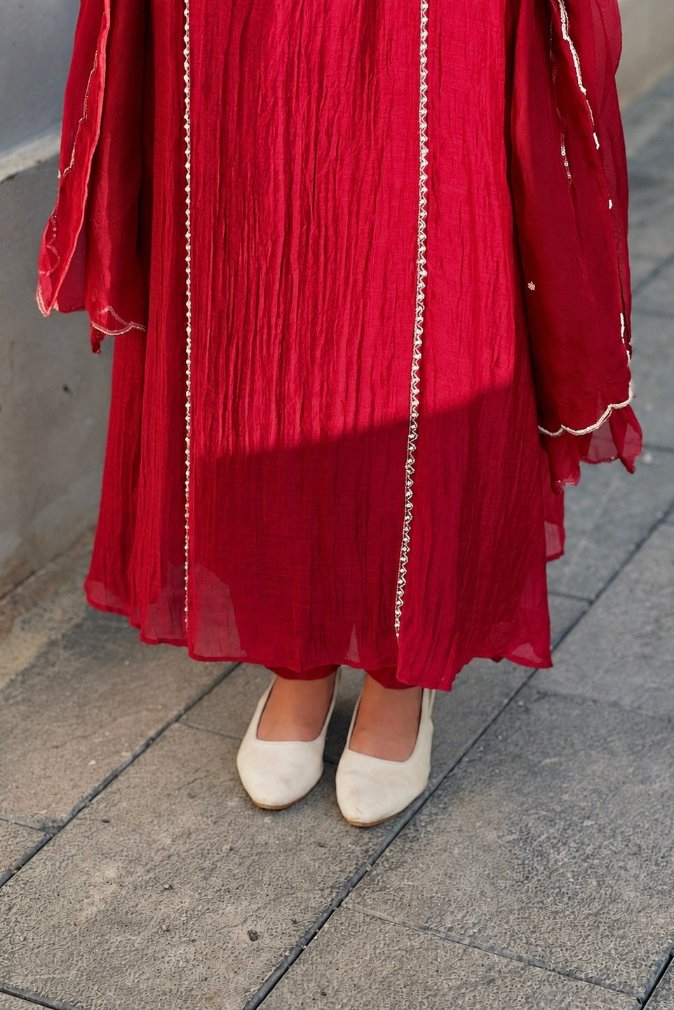 Roshni - Premium Red Mul Chanderi A Line Kurta Set ✨