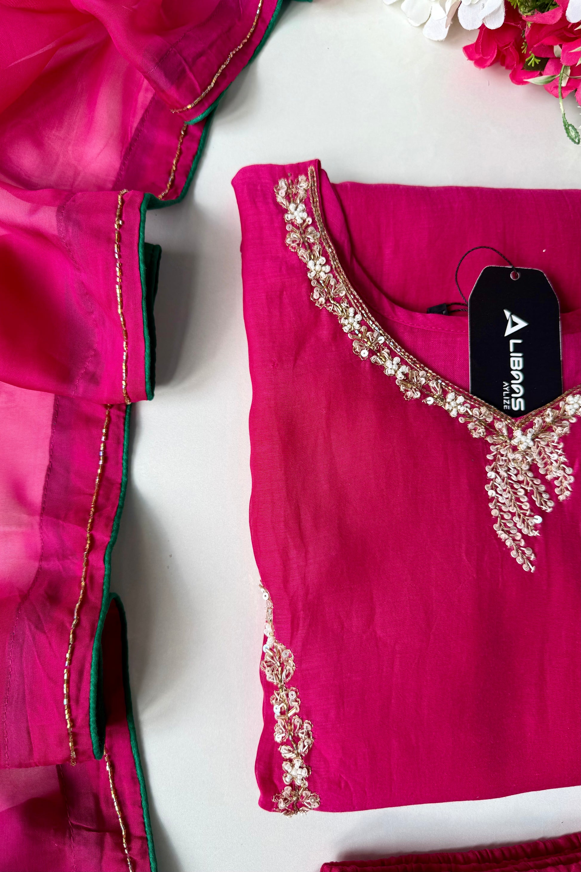 ✨”Maya - Premium Pink Mul Chanderi A-Line Kurta Set
