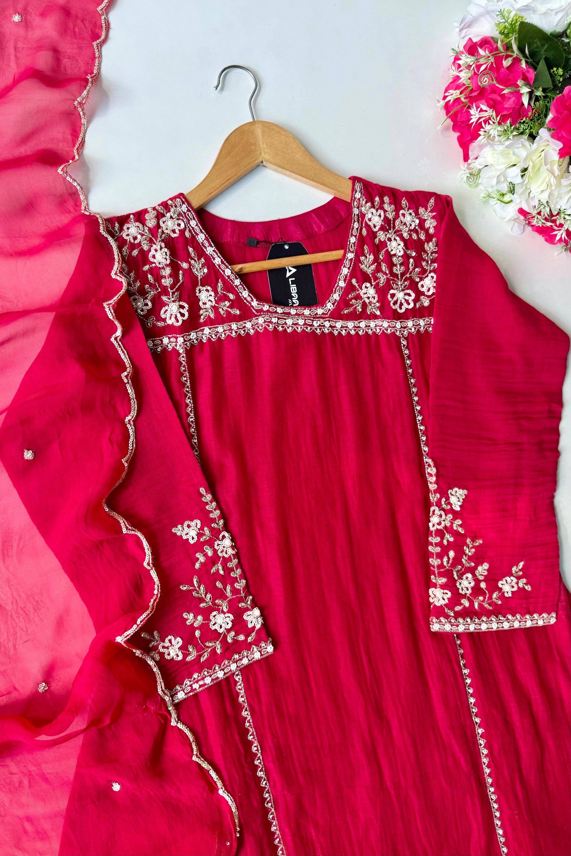 Roshni - Premium Red Mul Chanderi A Line Kurta Set ✨