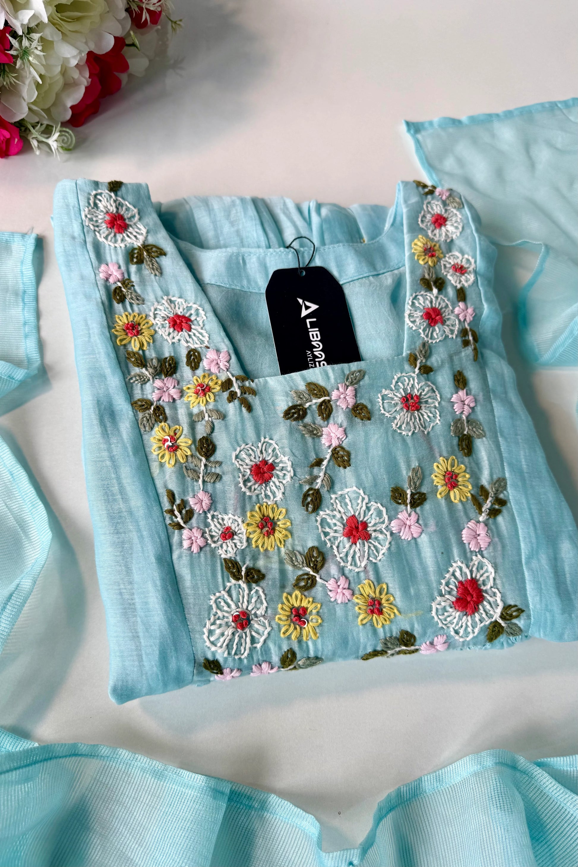 💙”Mayra – Premium Mul Chanderi A-Line Kurta Set