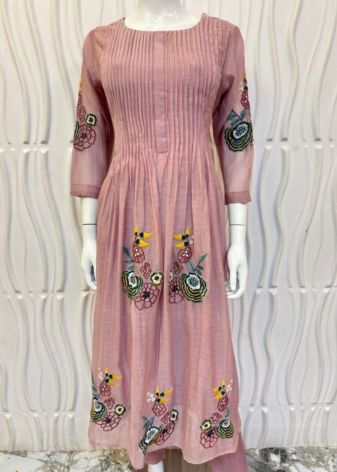 “AAYRA” Muave Mul Chanderi anarkali suit set
