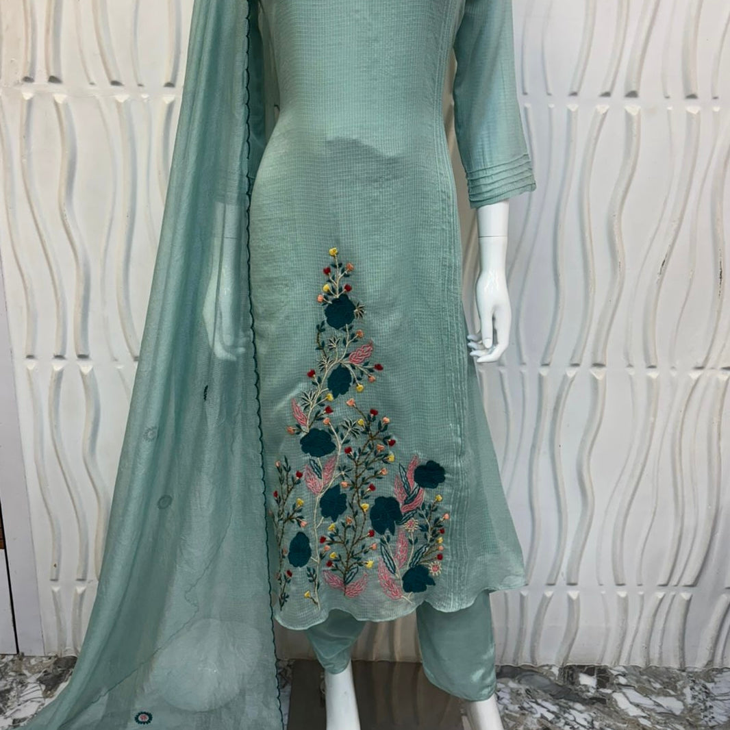 ✨” Aleen – Premium Kota Embroidered Kurta Set